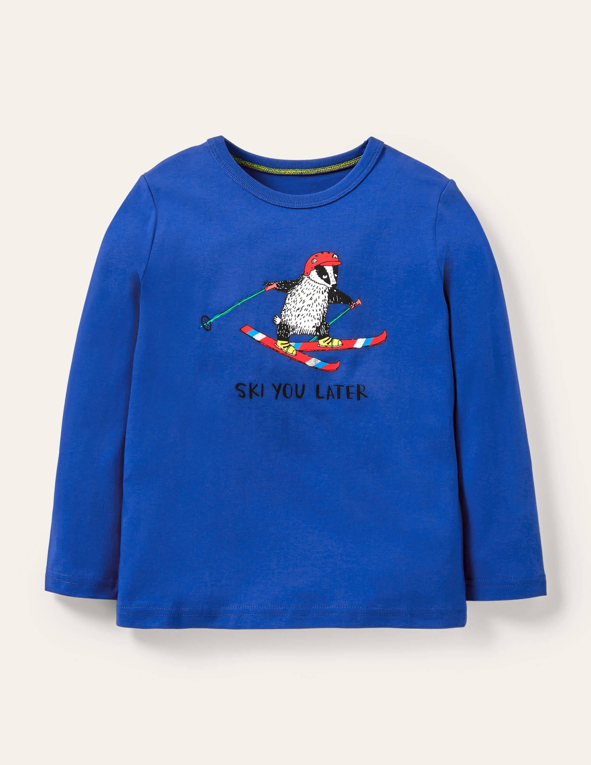 Graphic Animal T-shirt-Brilliant Blue Ski You Later - Image 1