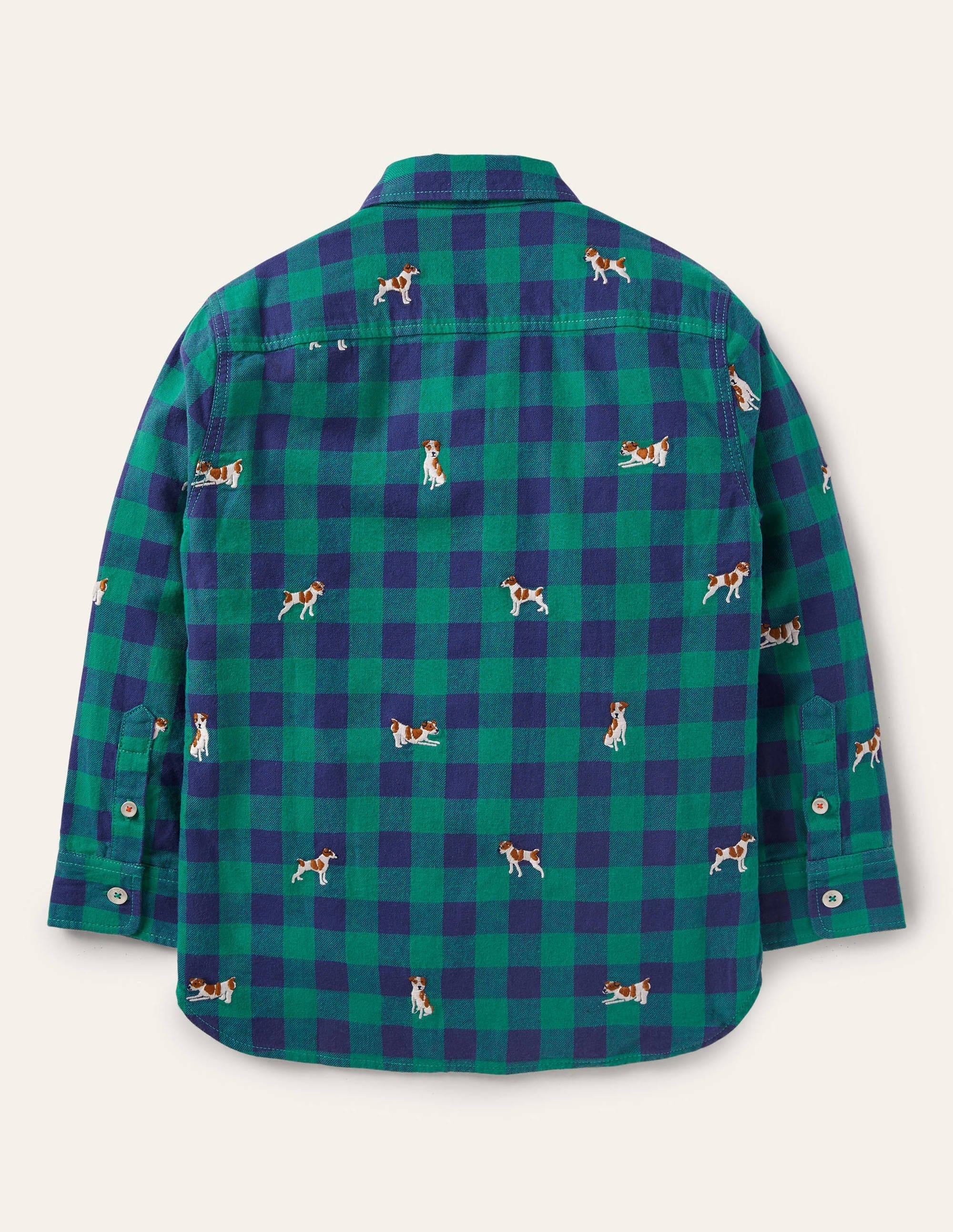 Cosy Embroidered Check Shirt-Blue/Green Sprout - Image 2