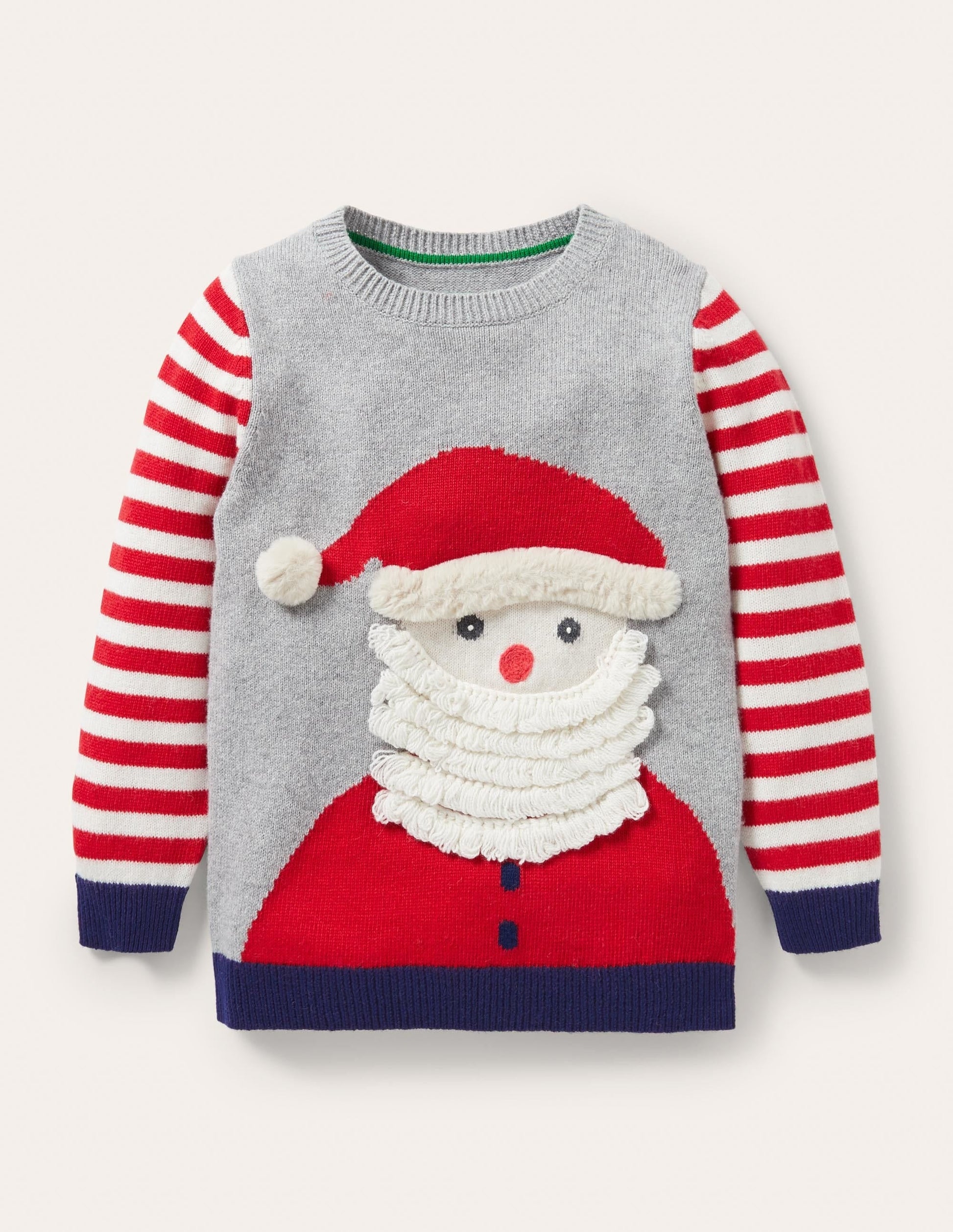 Festive Graphic Crew Jumper-Grey Marl Santa Claus-1