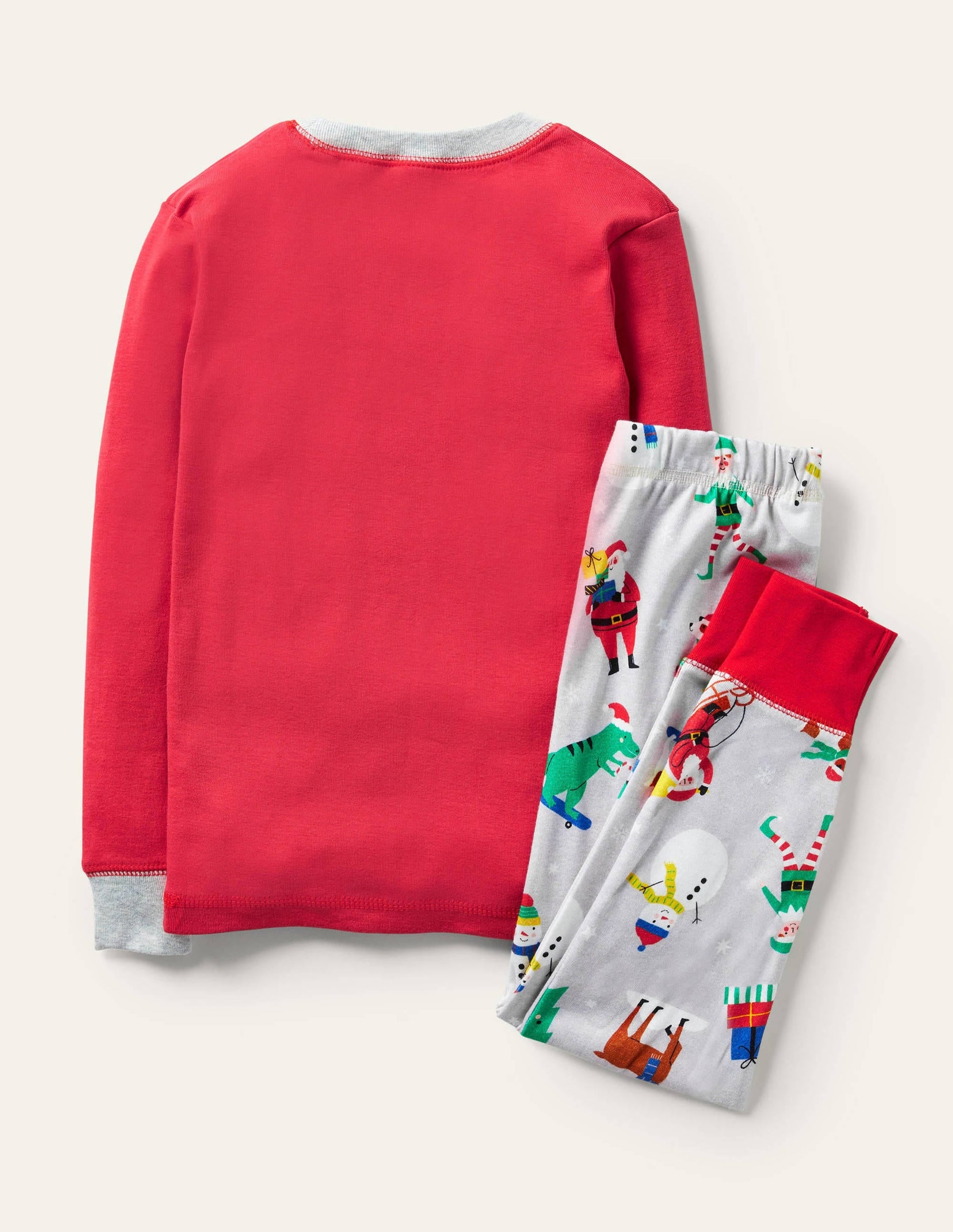 Snug Appliqué Long Pyjamas-Rockabilly Red/Grey Snowman-2