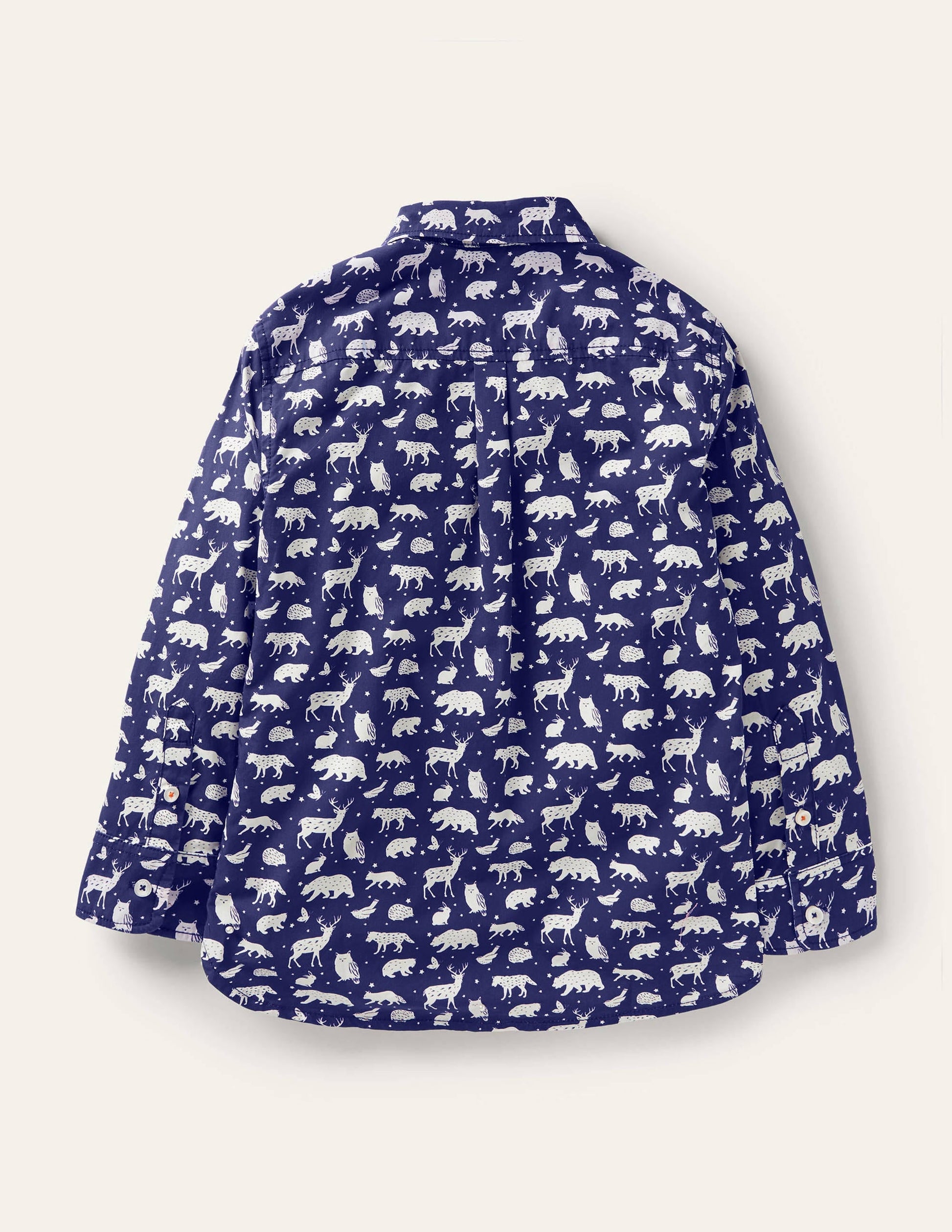 Printed Party Shirt-Starboard Blue Woodland Animal-2