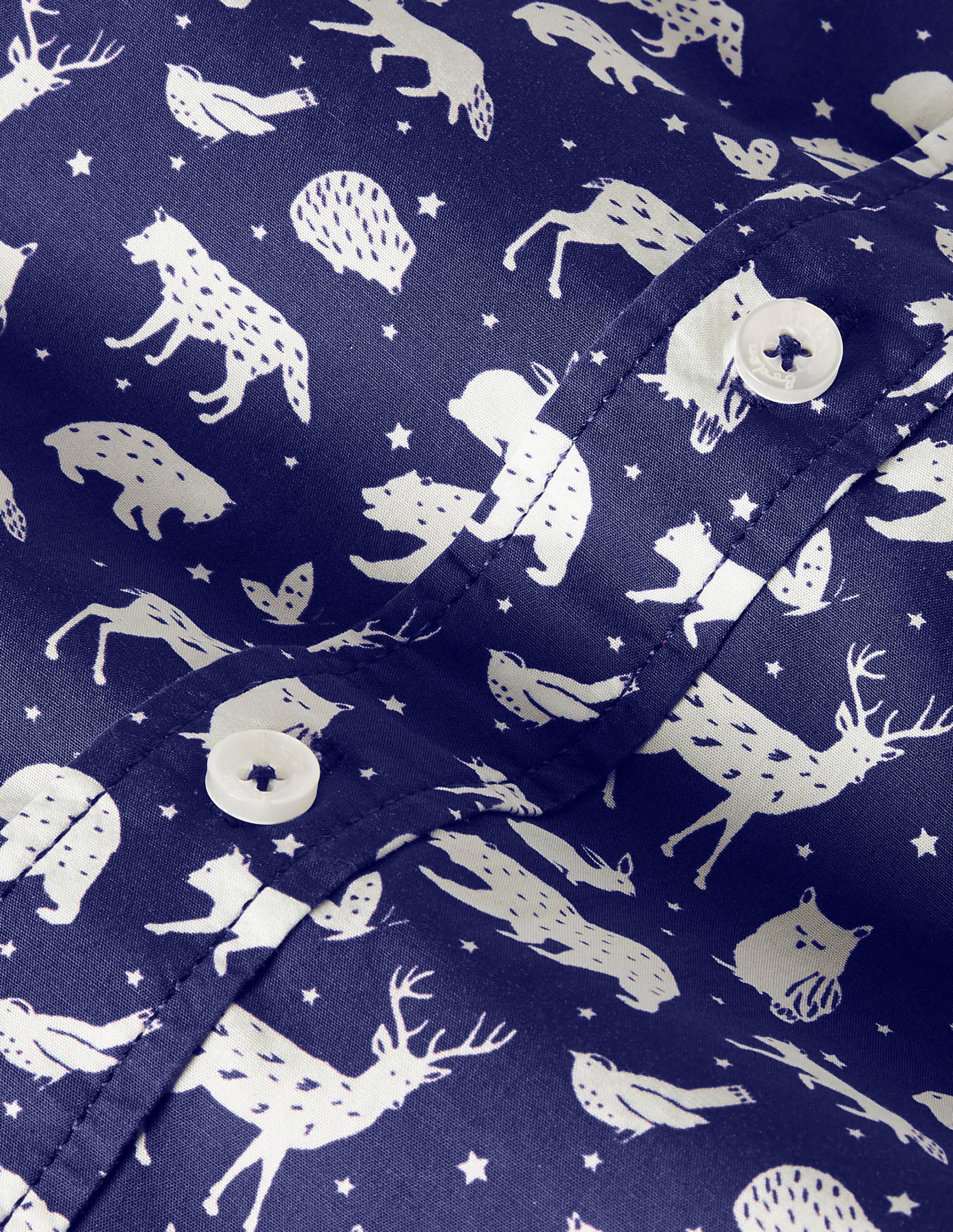Printed Party Shirt-Starboard Blue Woodland Animal - Image 3