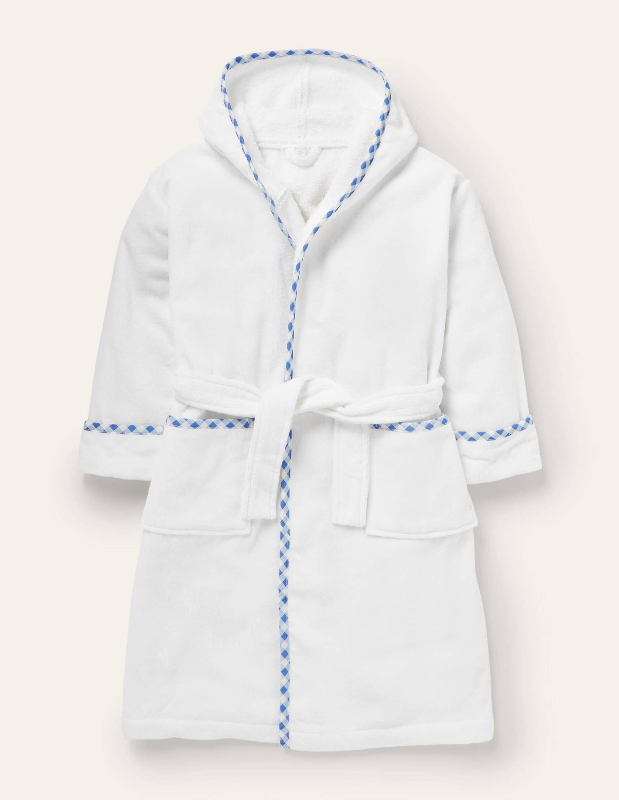 Leo Bath Robe-White/Gingham - Image 1
