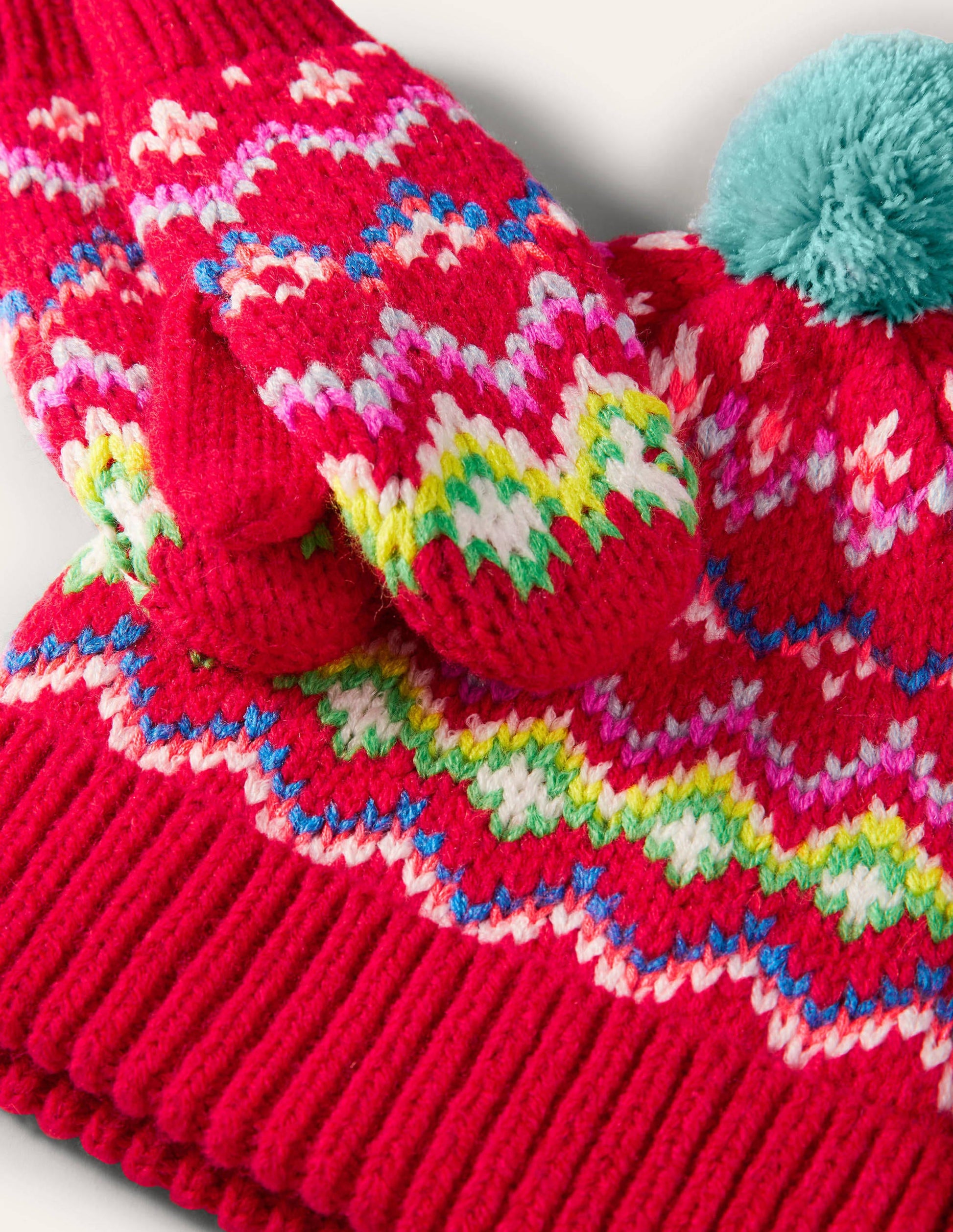 Fair Isle Hat and Mittens Set-Rockabilly Red-2