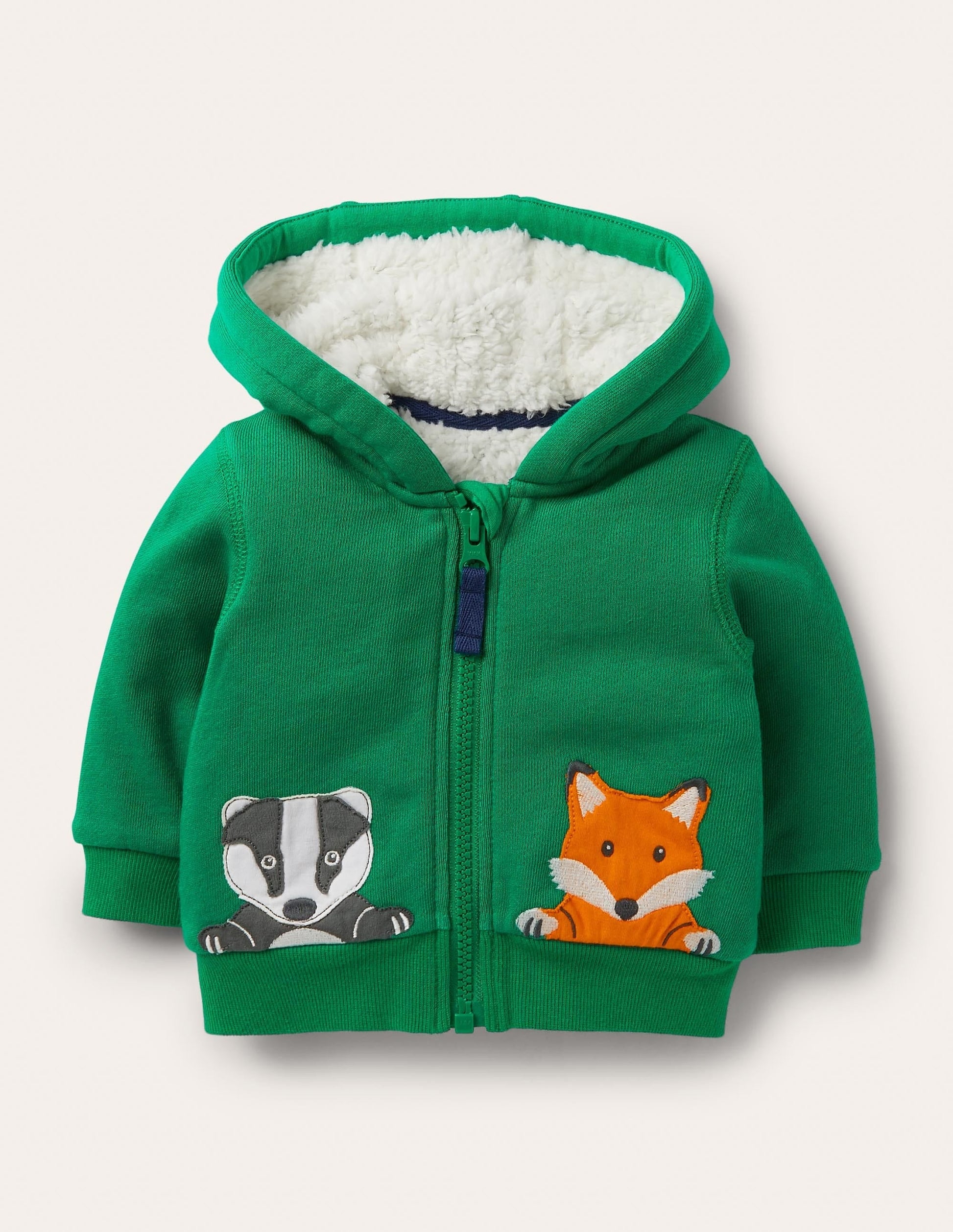 Shaggy-lined Hoodie-Highland Green Animals-1
