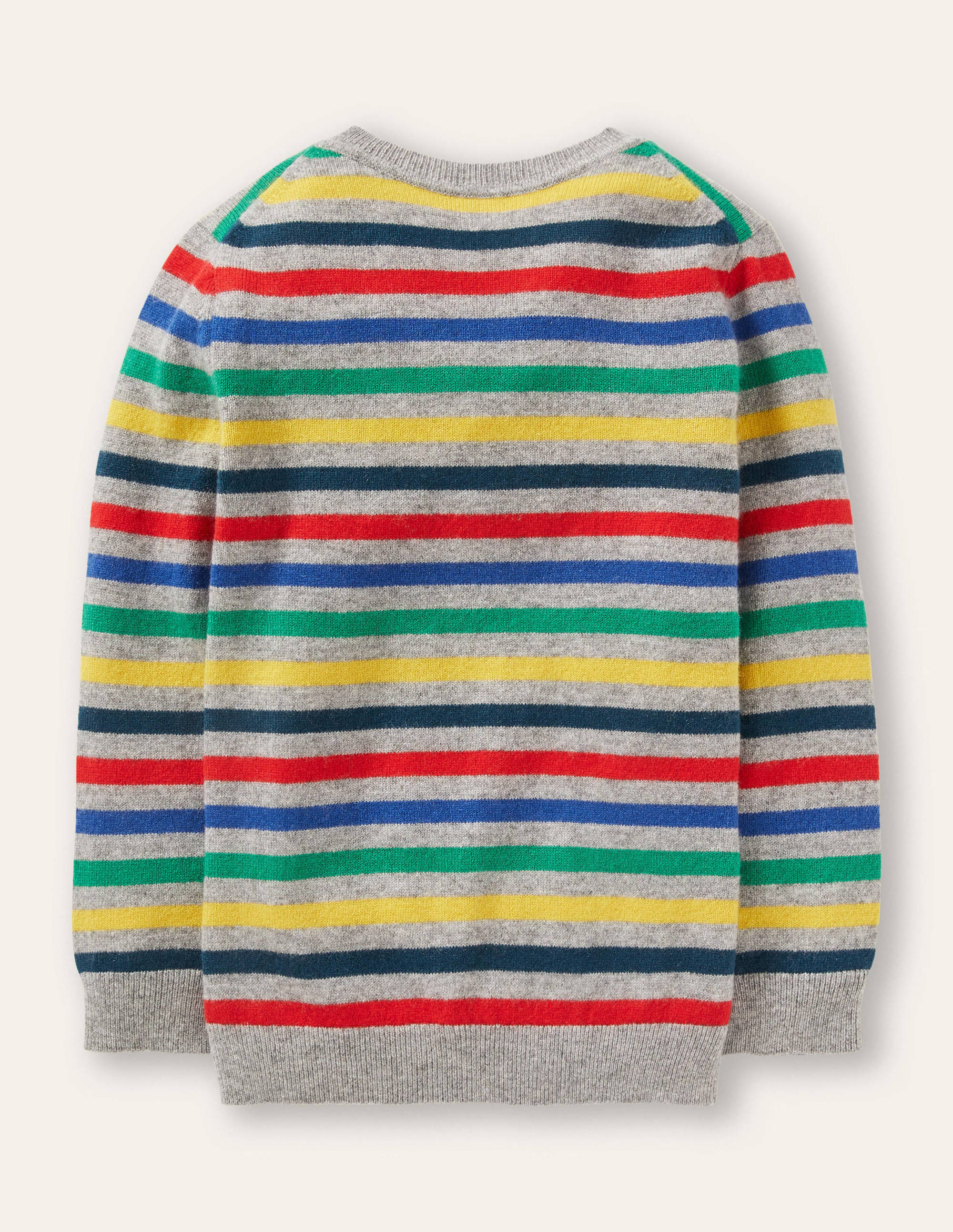 Cashmere Crew Jumper-Grey Marl/Rainbow - Image 2