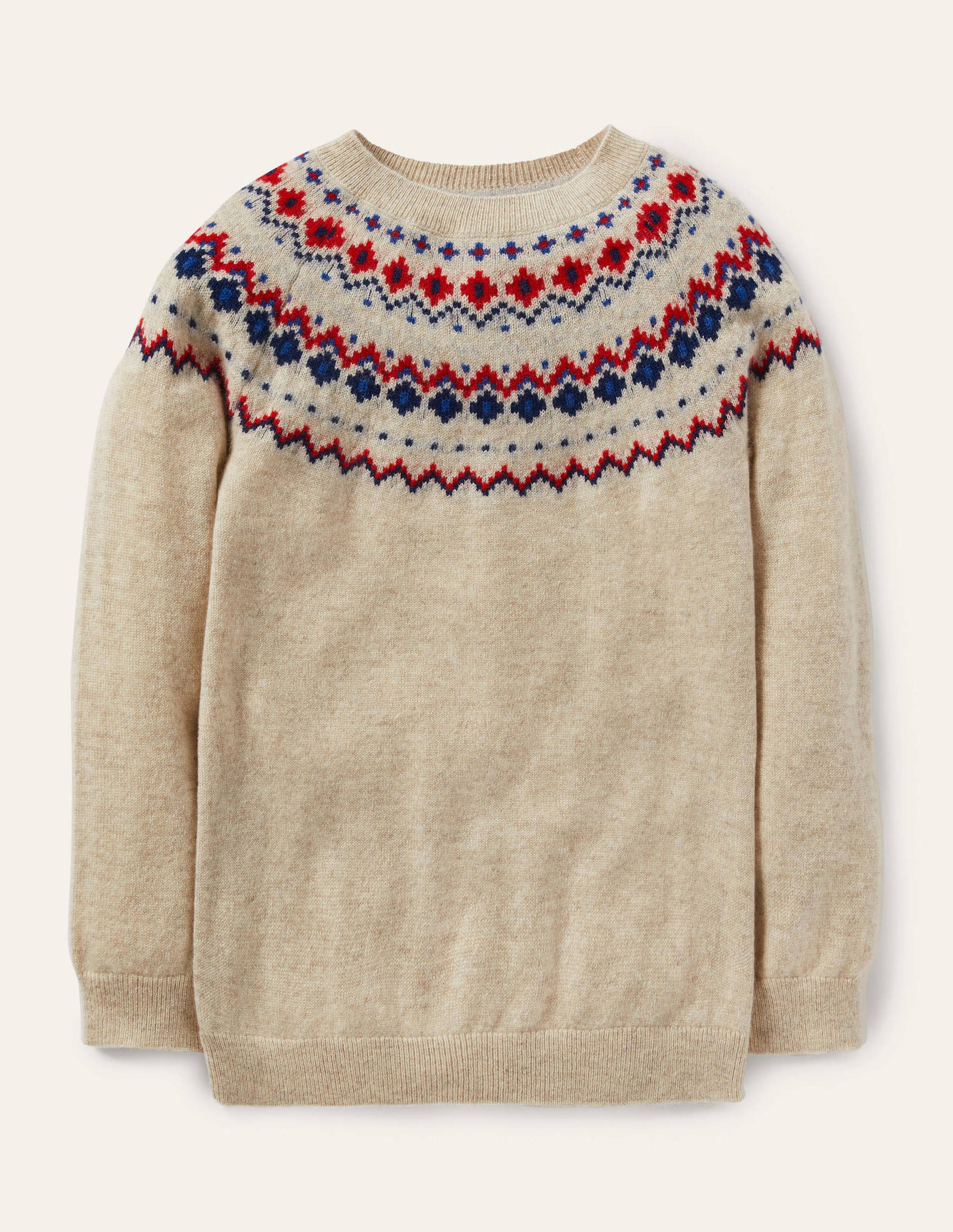 Cashmere Crew Jumper-Oatmeal Marl Fair Isle-1