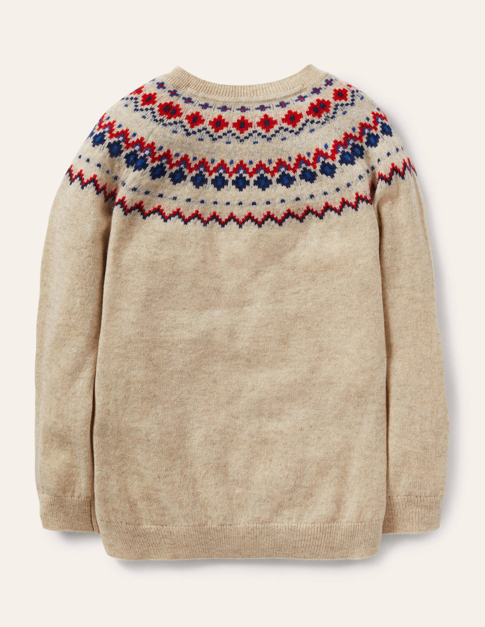 Cashmere Crew Jumper-Oatmeal Marl Fair Isle - Image 2