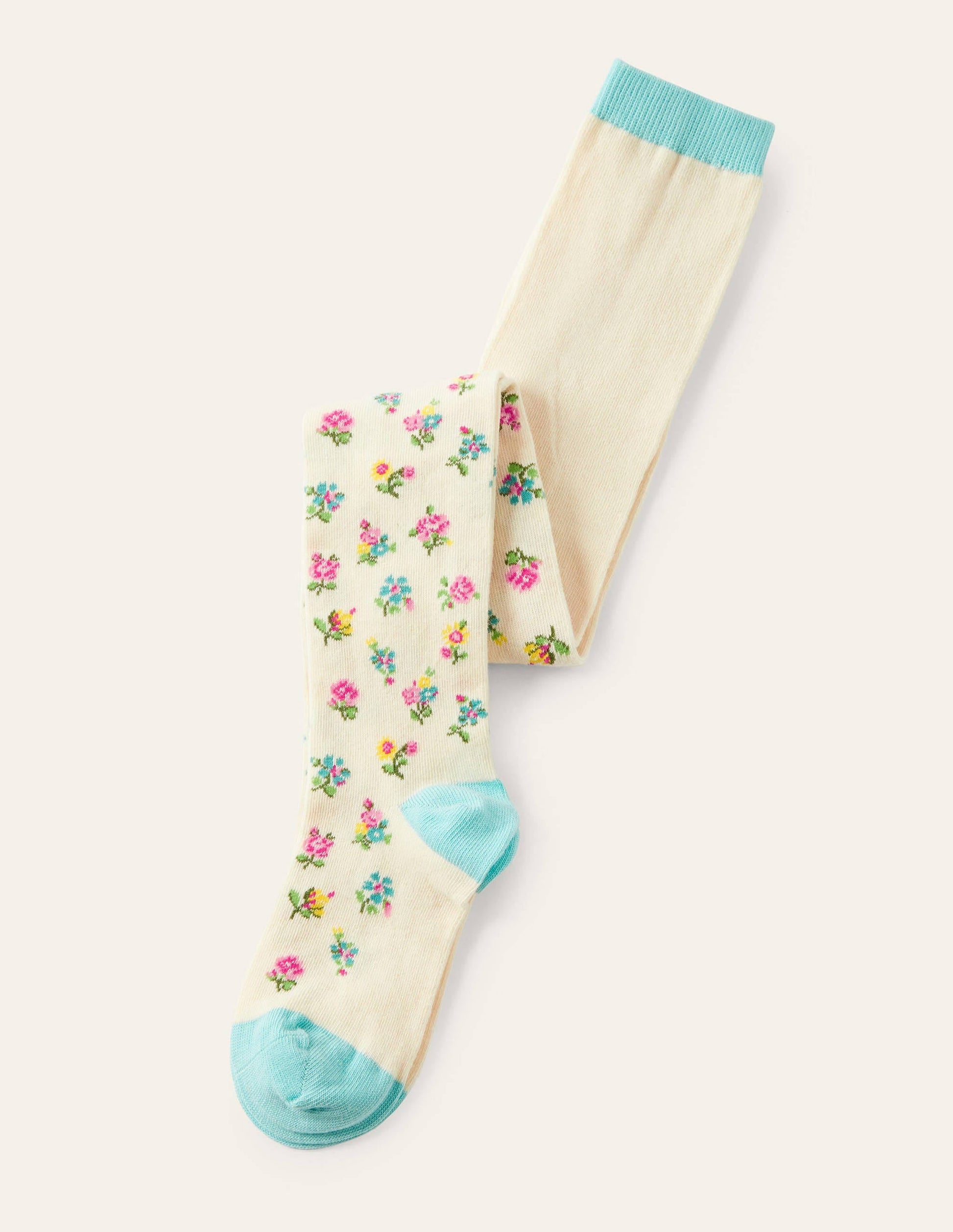 Patterned Tights-Ivory Patchwork Floral-1