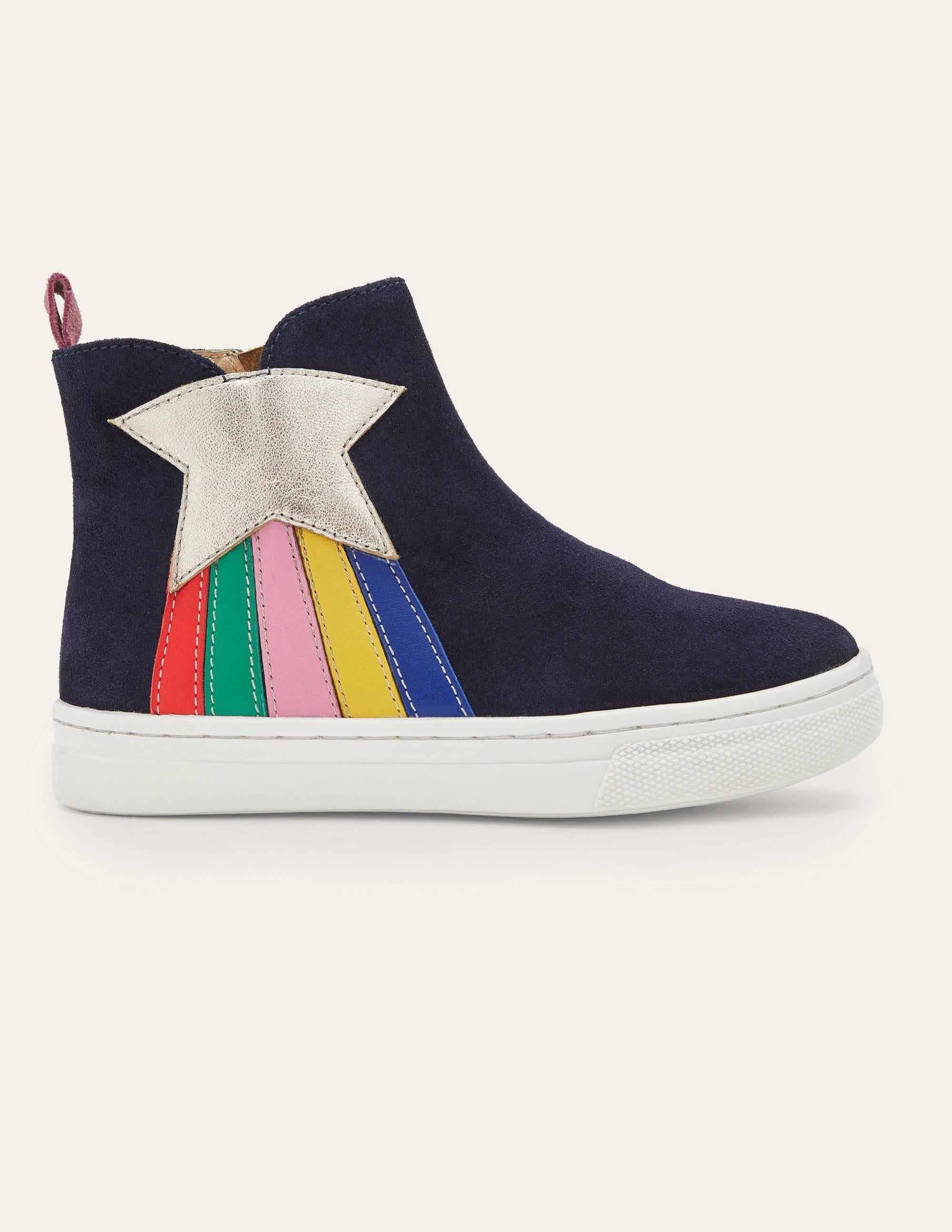 Suede Novelty Boots-College Navy Rainbow Star - Image 2