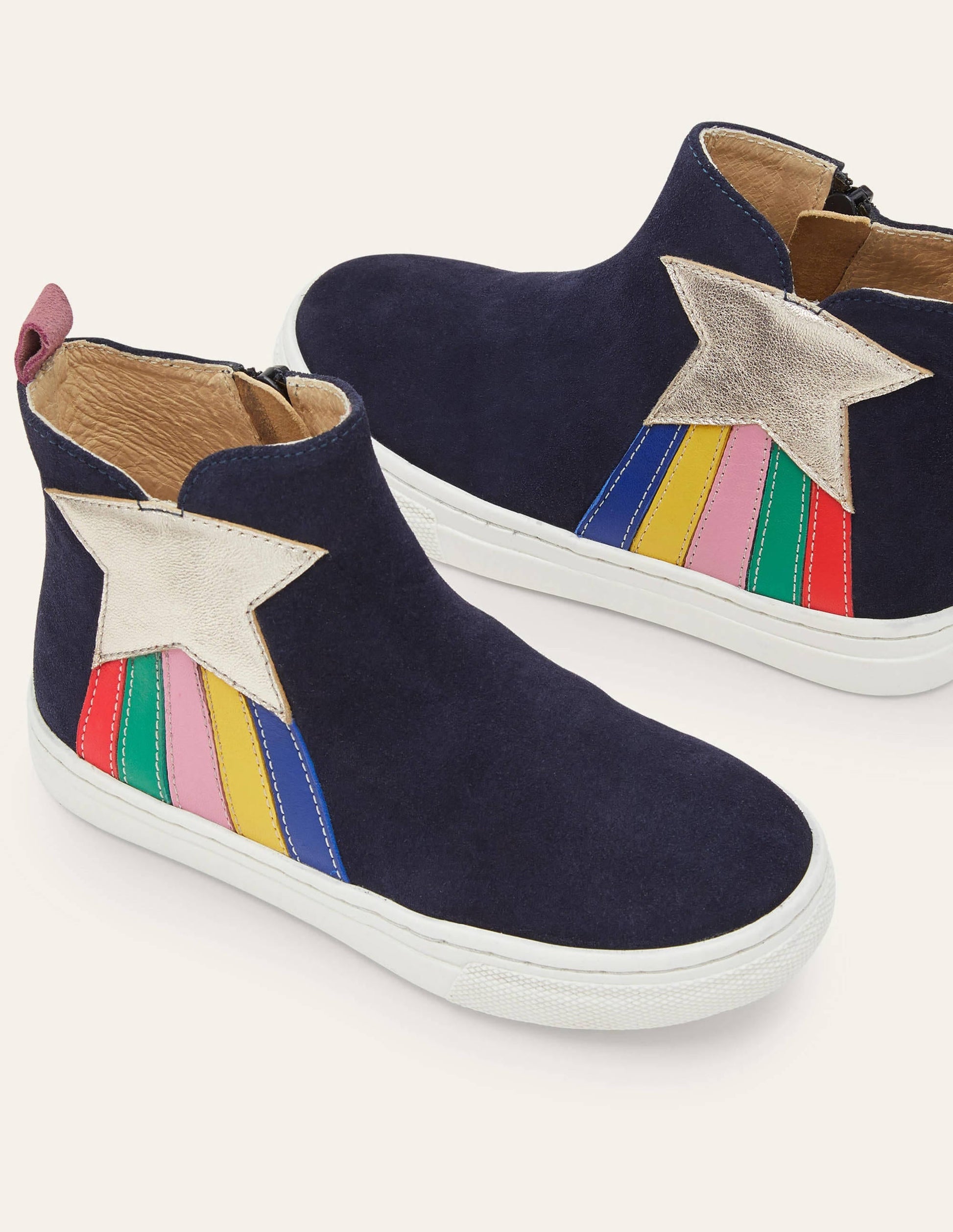 Suede Novelty Boots-College Navy Rainbow Star-1