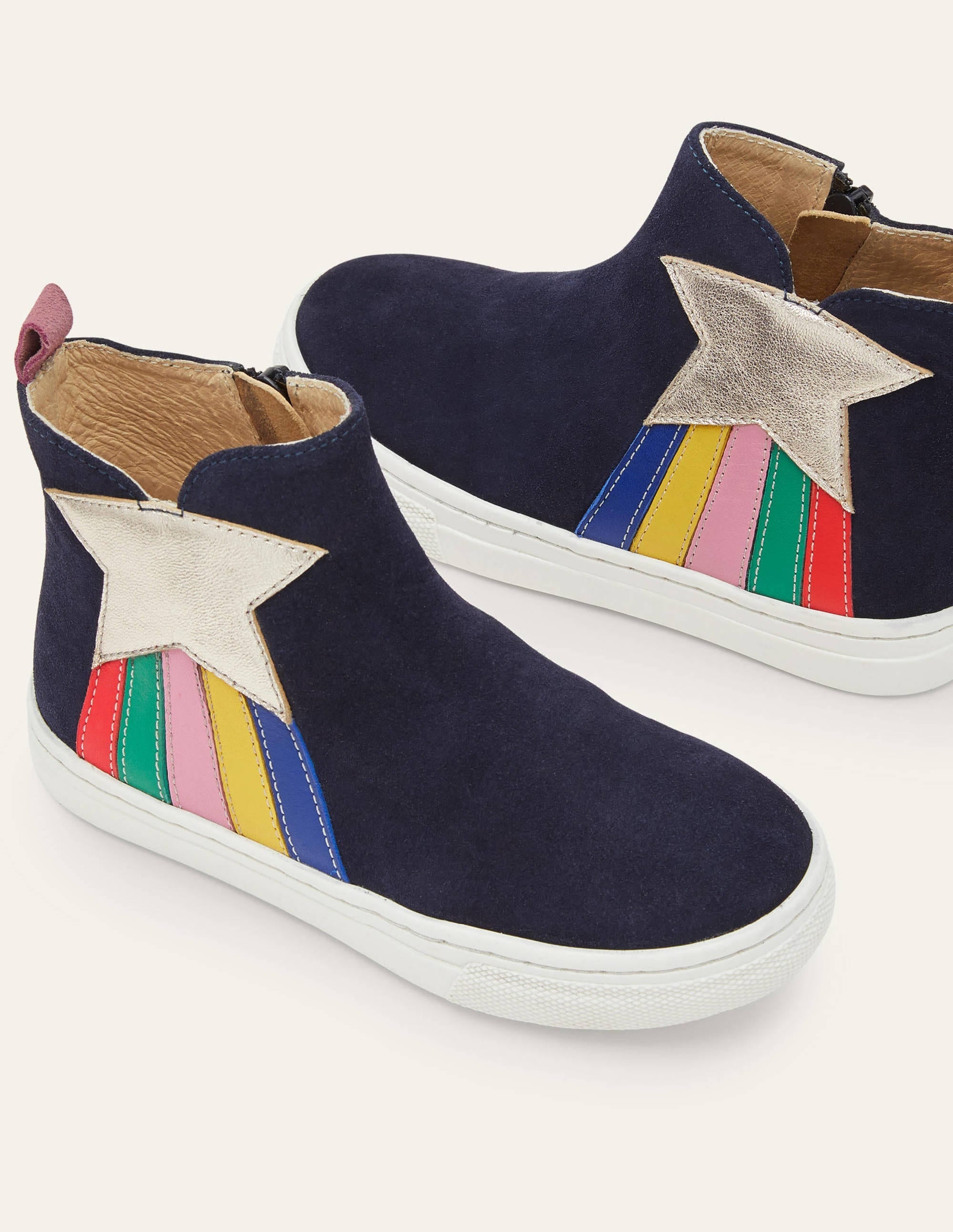 Suede Novelty Boots-College Navy Rainbow Star - Image 1