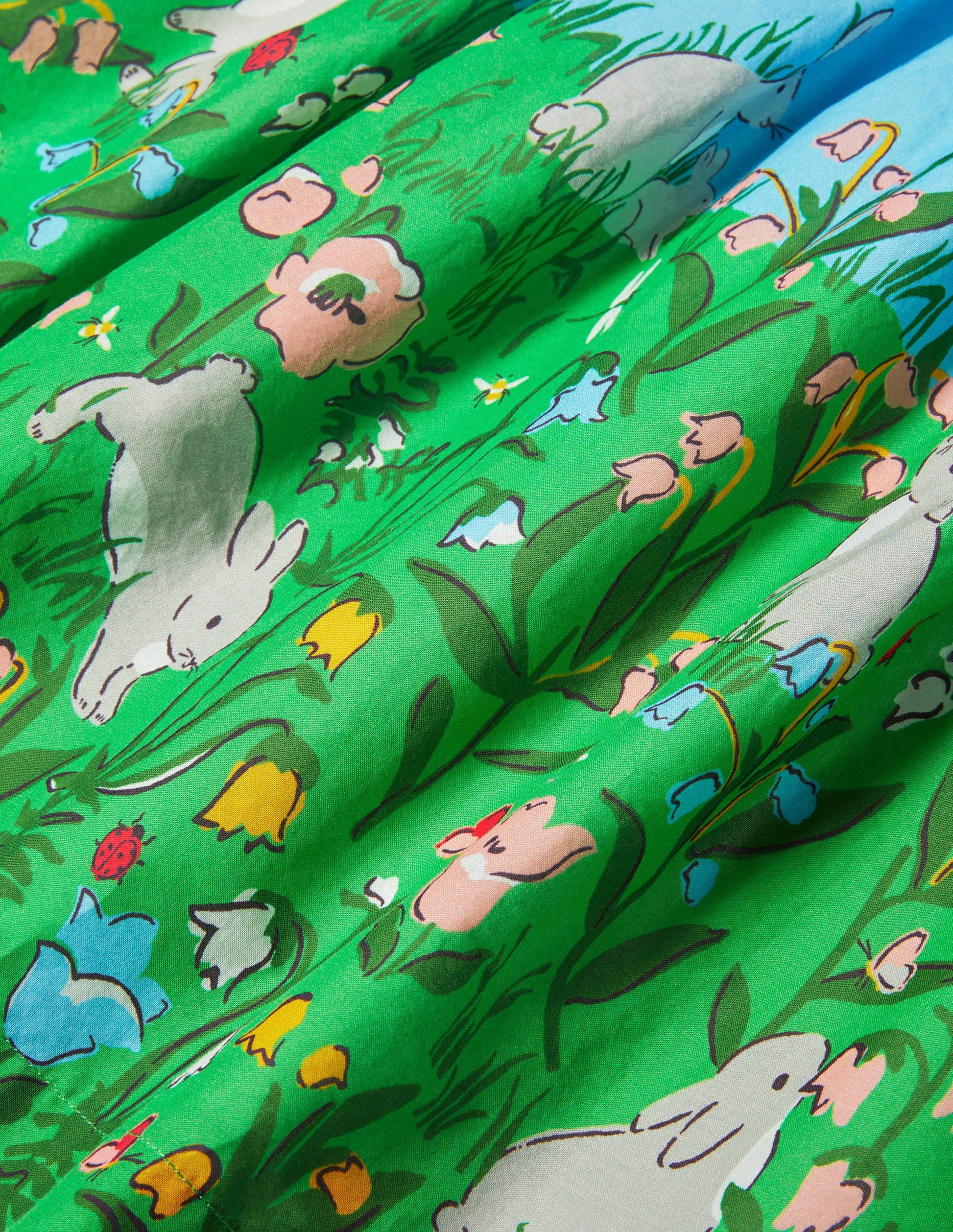 Frill Neck Woven Dress-Multi Bunny Scene-3