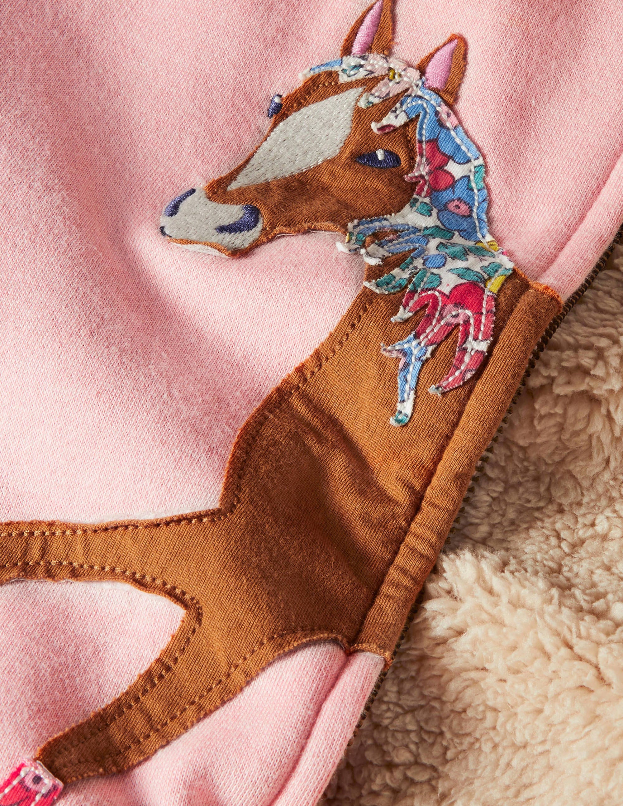 Fun Shaggy-lined Hoodie-Boto Pink Horse - Image 3
