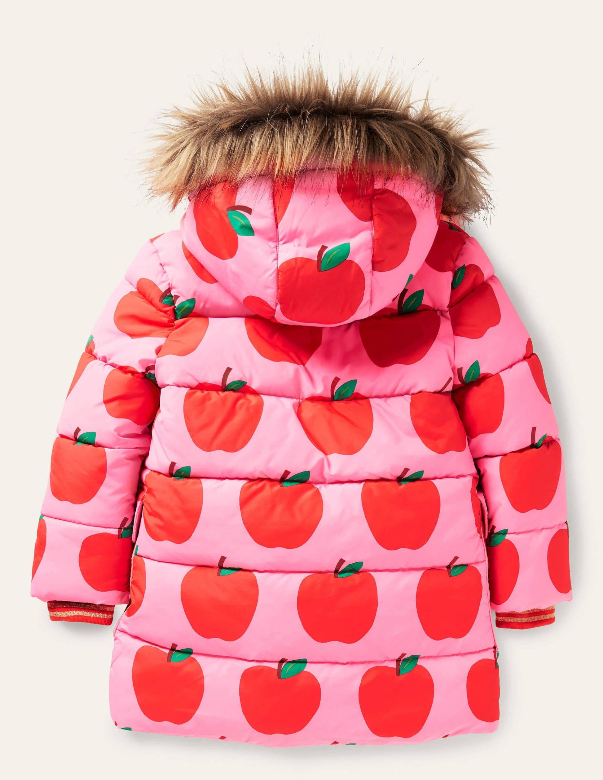 Longline Padded Jacket-Bright Pink Petal Apples-2