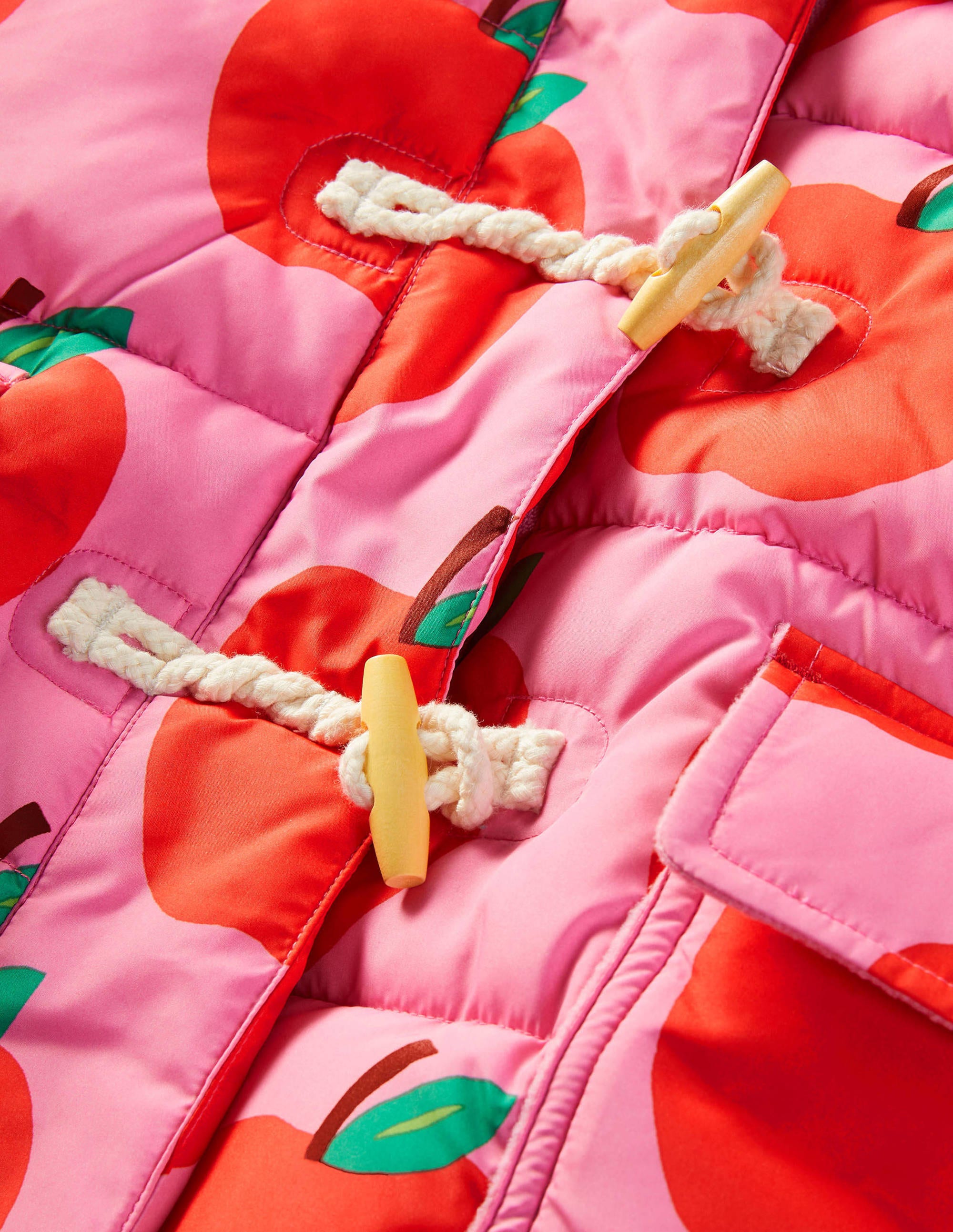 Longline Padded Jacket-Bright Pink Petal Apples - Image 3