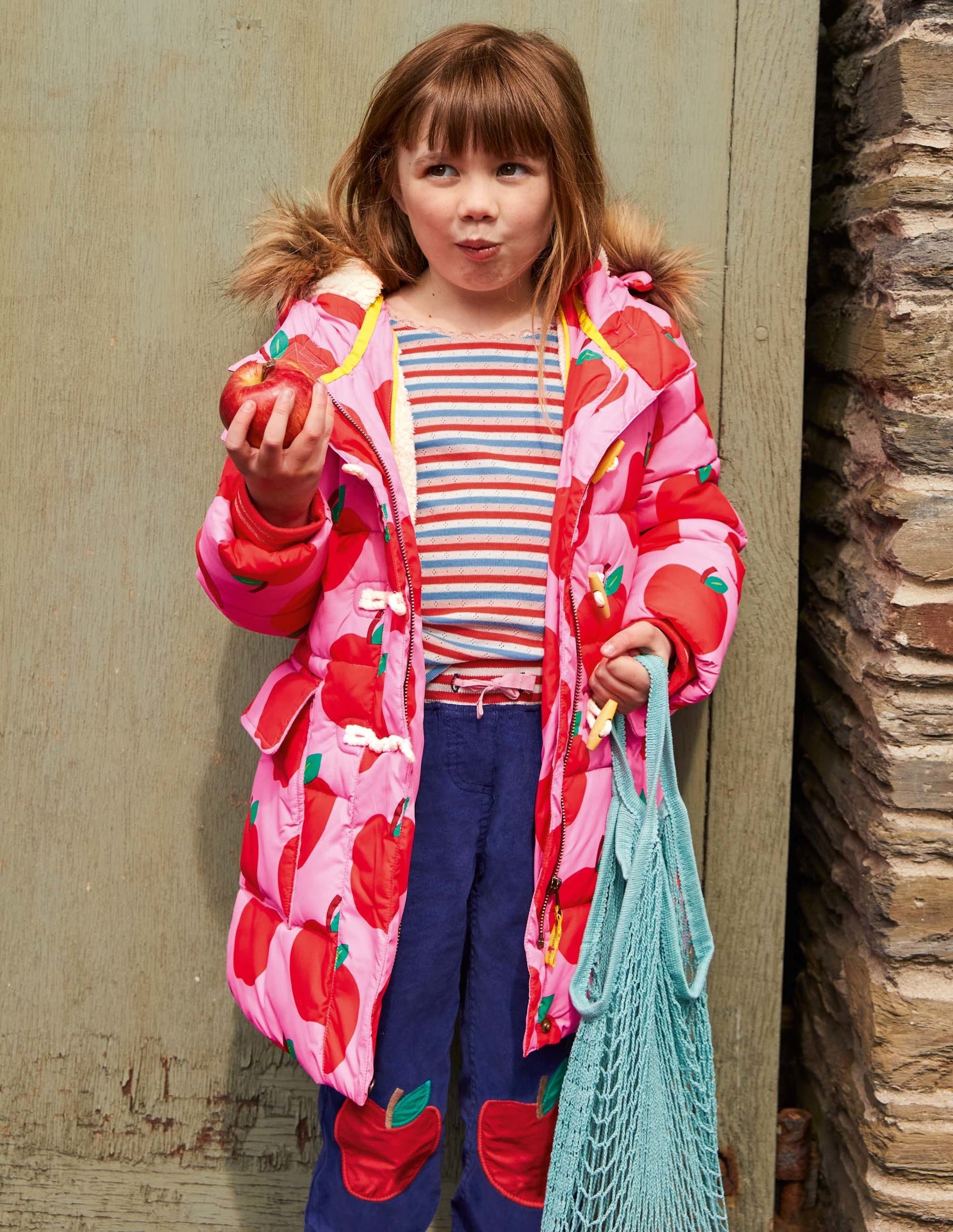 Longline Padded Jacket-Bright Pink Petal Apples-4