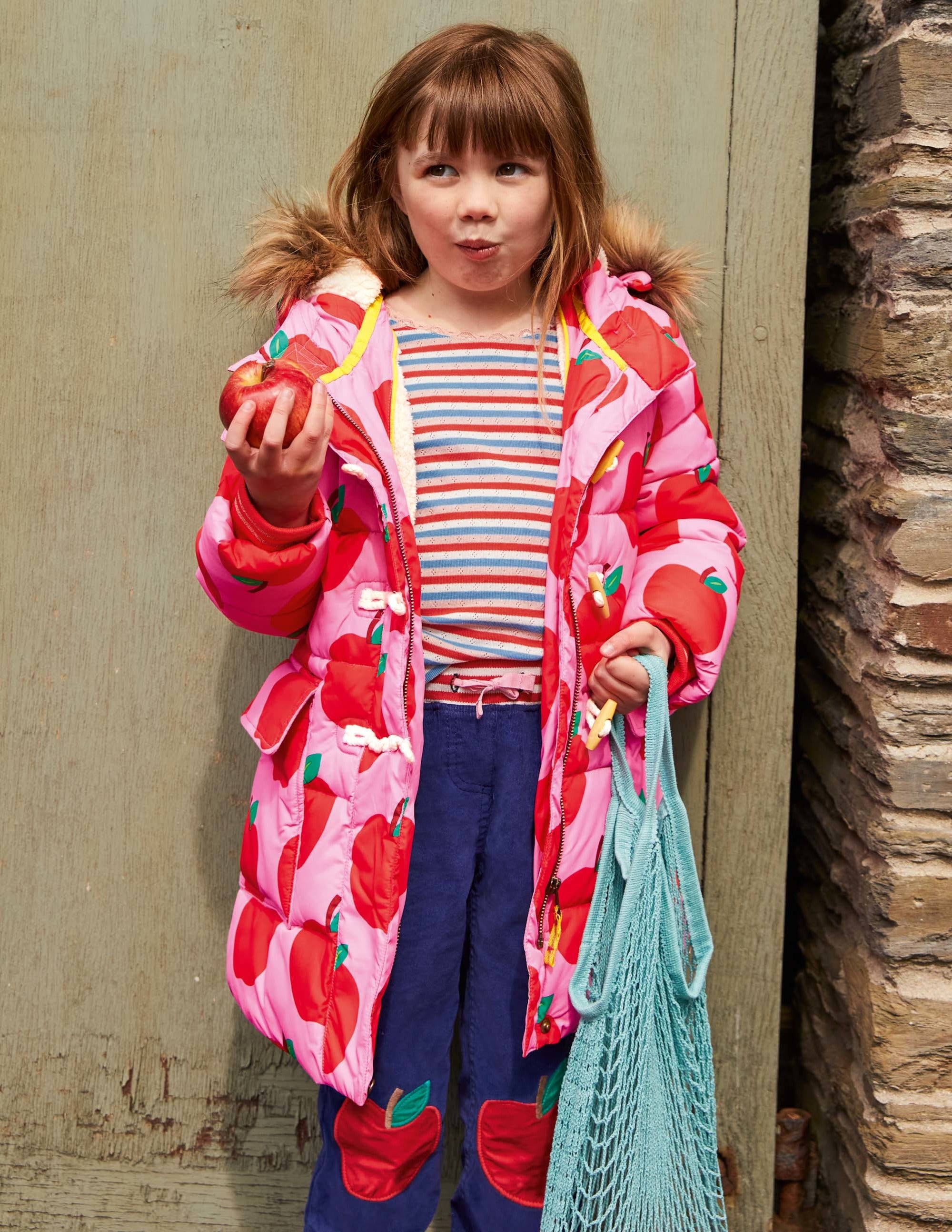 Longline Padded Jacket-Bright Pink Petal Apples - Image 4