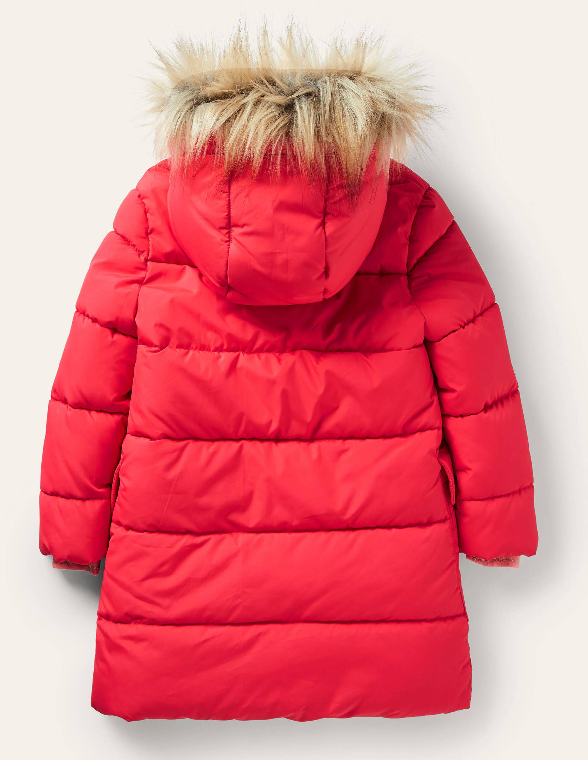 Longline Padded Jacket-Rockabilly Red - Image 2