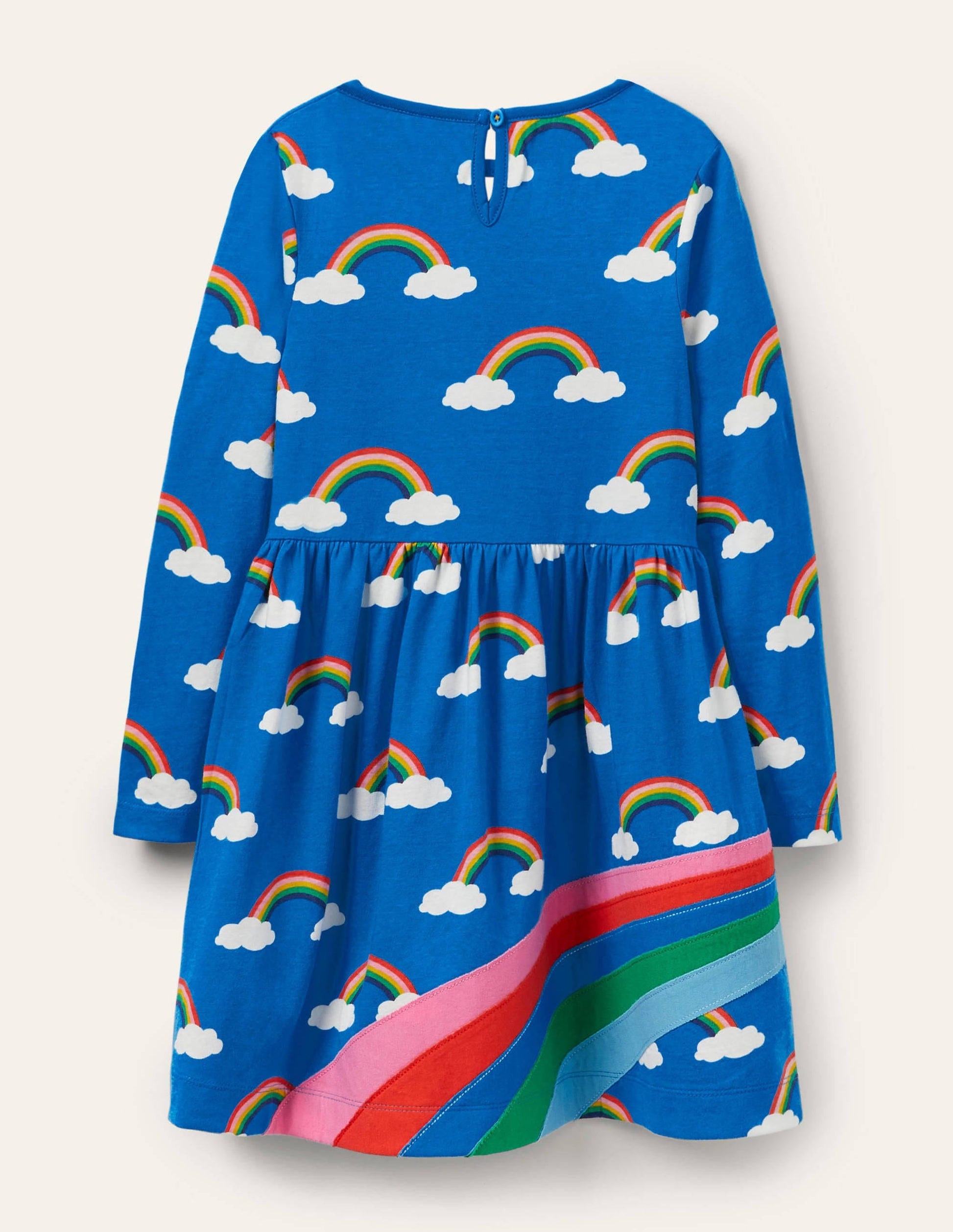 Fun Appliqué Dress-Moroccan Blue Rainbow Cloud-2