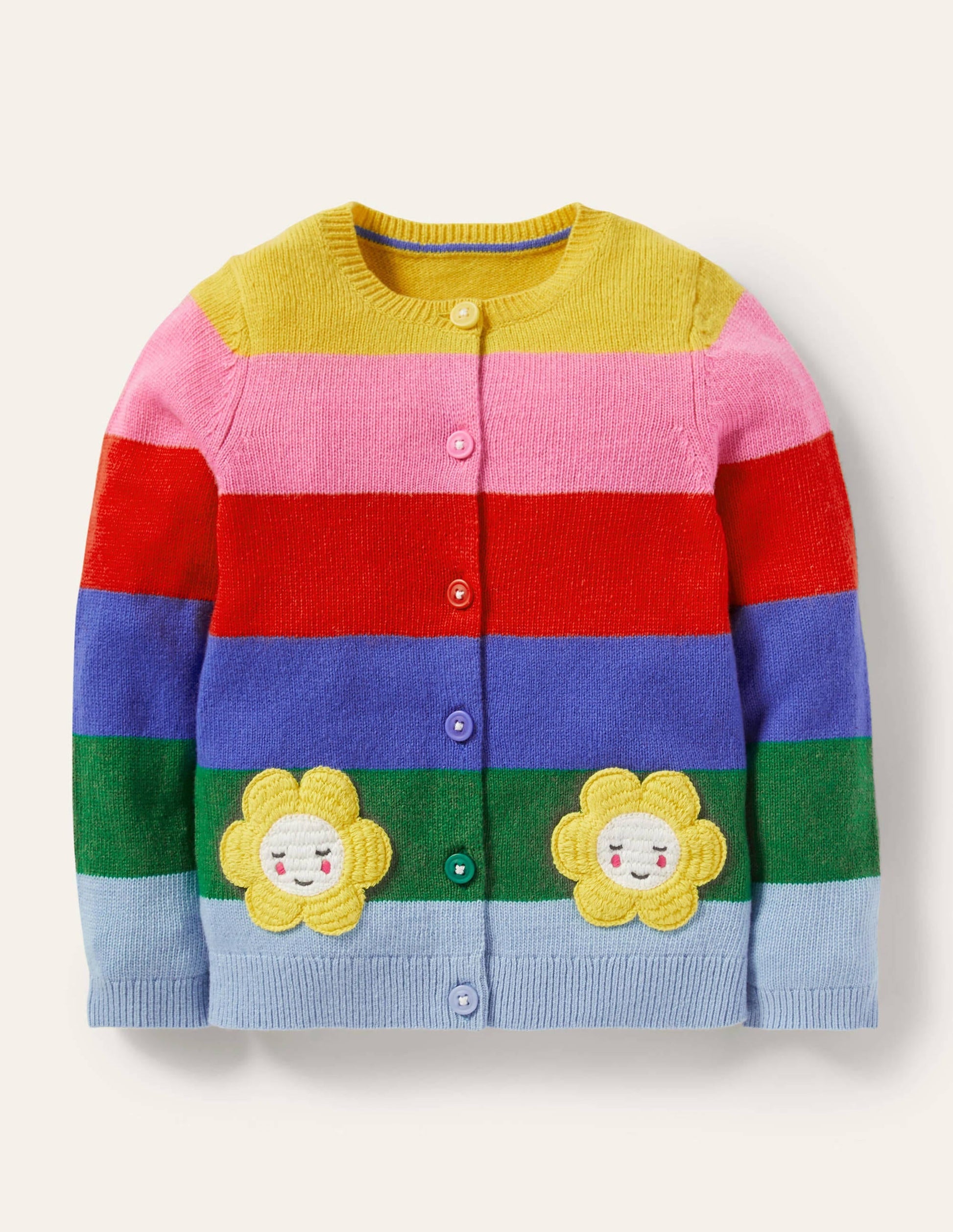 Fun Cardigan-Multi Rainbow Flower Pockets-1