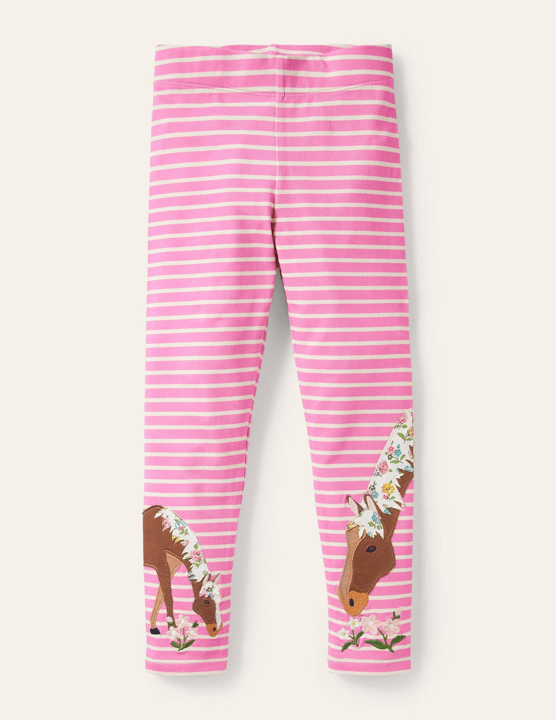 Fun Appliqué Leggings-Bright Petal Pink/Ivory Horses-1
