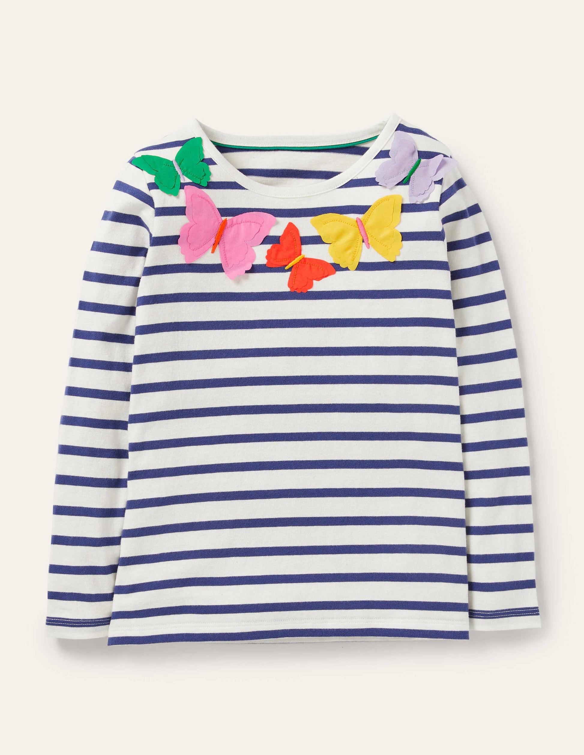 Flutter T-shirt-Ivory/Navy Butterflies-1