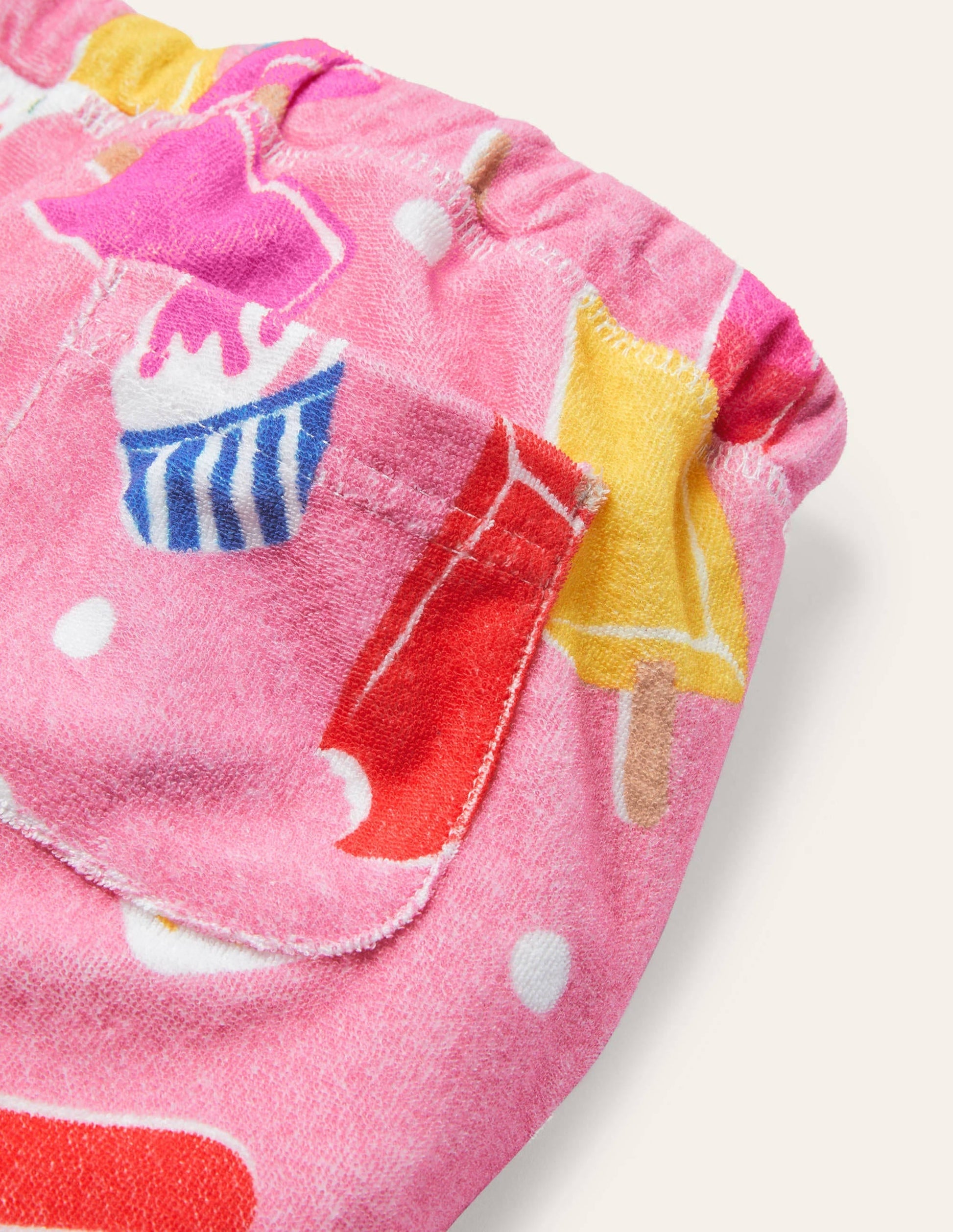 Towelling Shorts-Pink Lemonade Ice Cream Spot-3