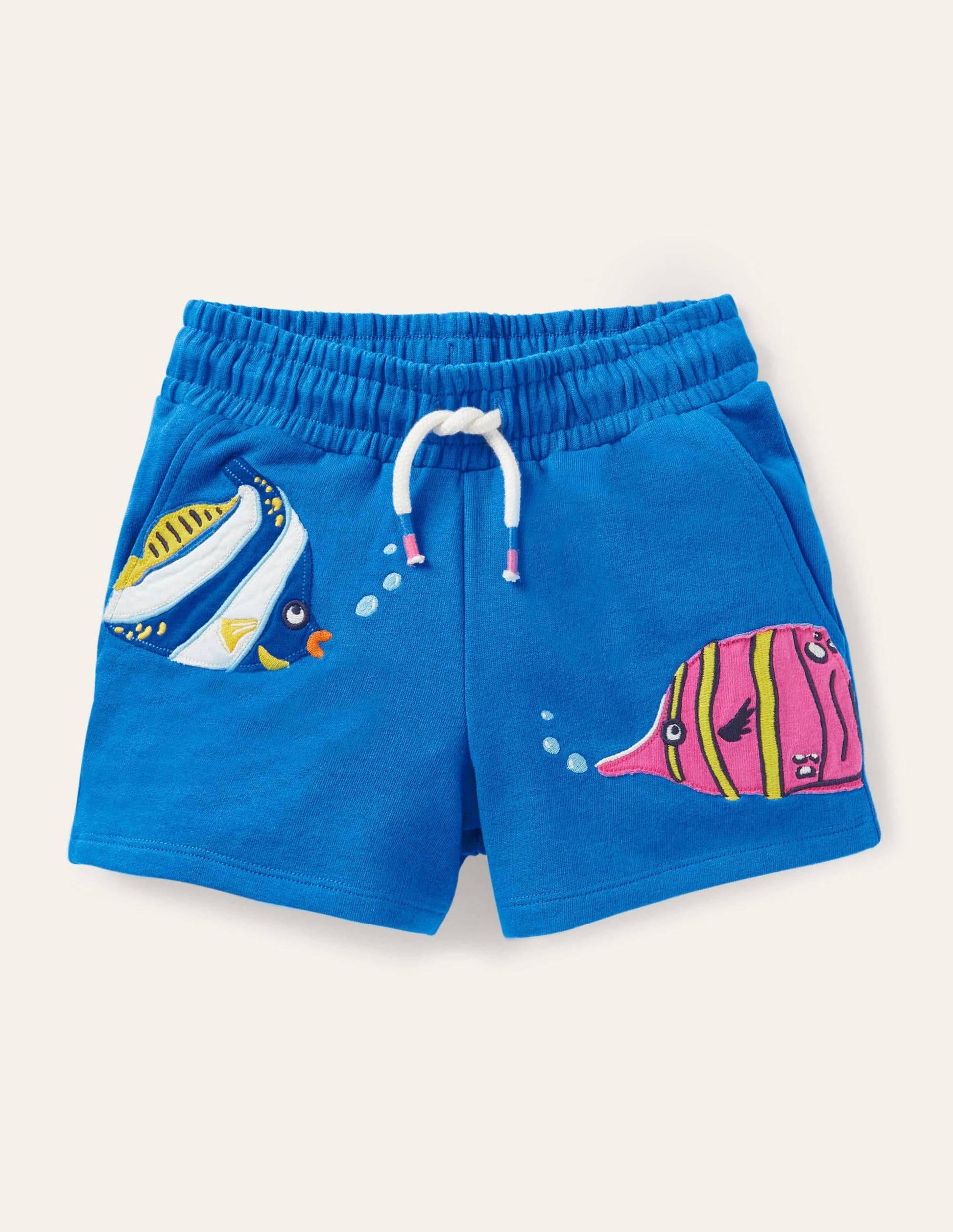 Appliqué Jersey Shorts-Moroccan Blue Fish-1