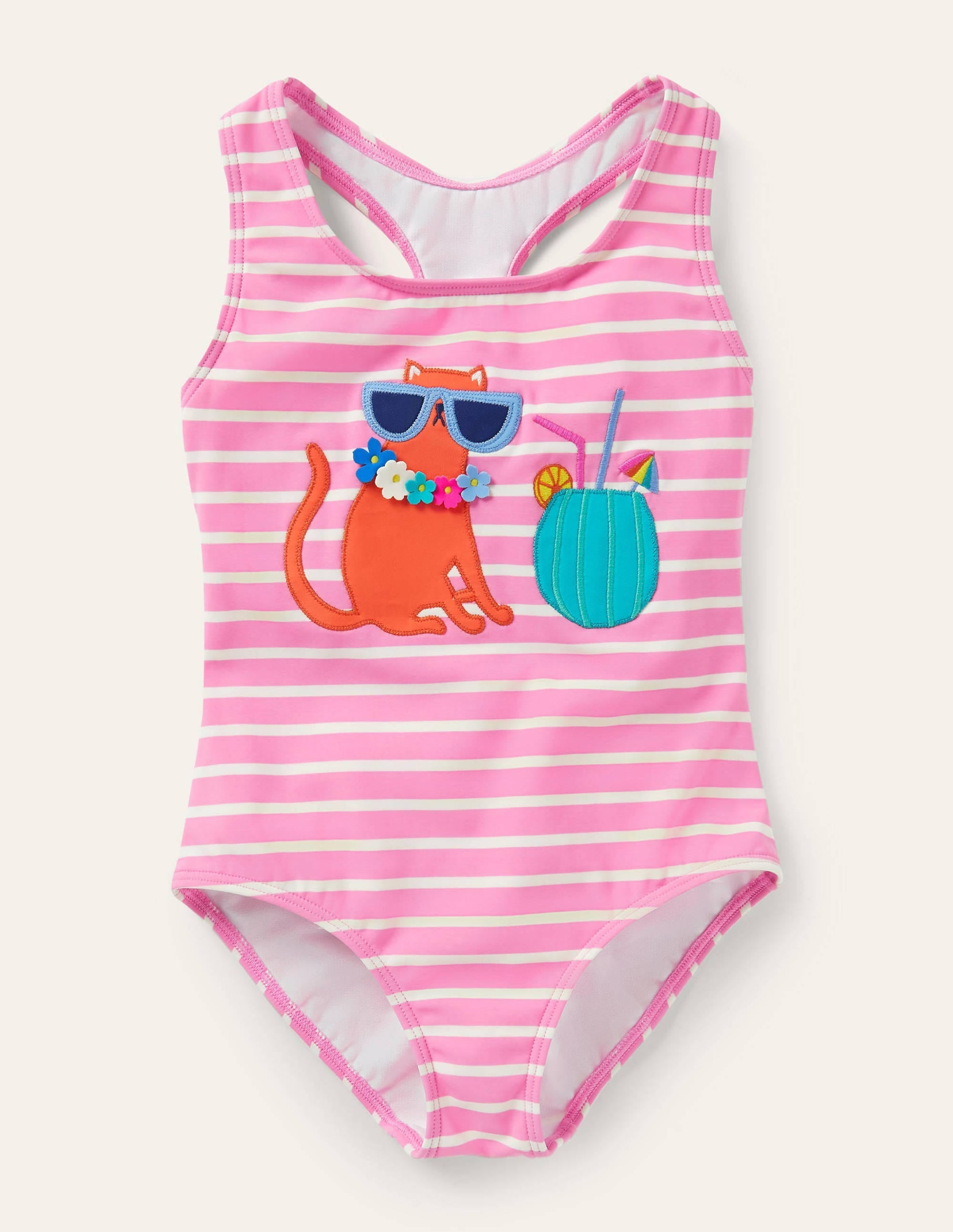 Racerback Logo Swimsuit-Plum Blossom Pink/ Ivory Cat - Image 1
