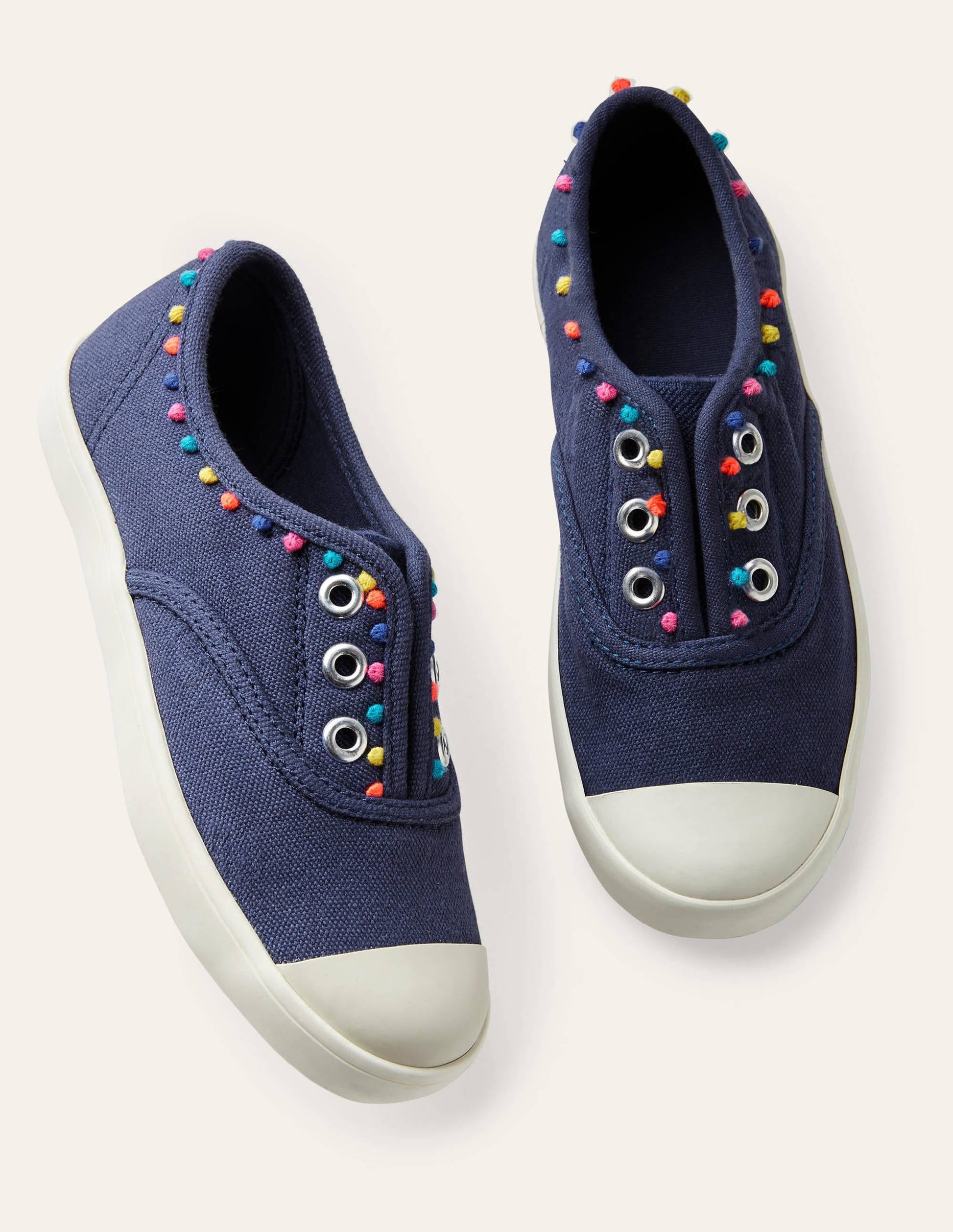 Laceless Canvas Plimsolls-College Navy-1