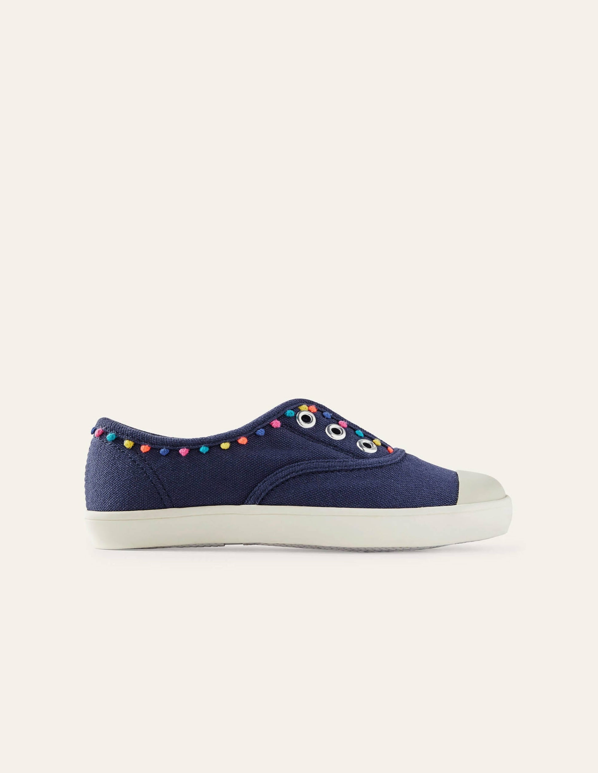 Laceless Canvas Plimsolls-College Navy-2