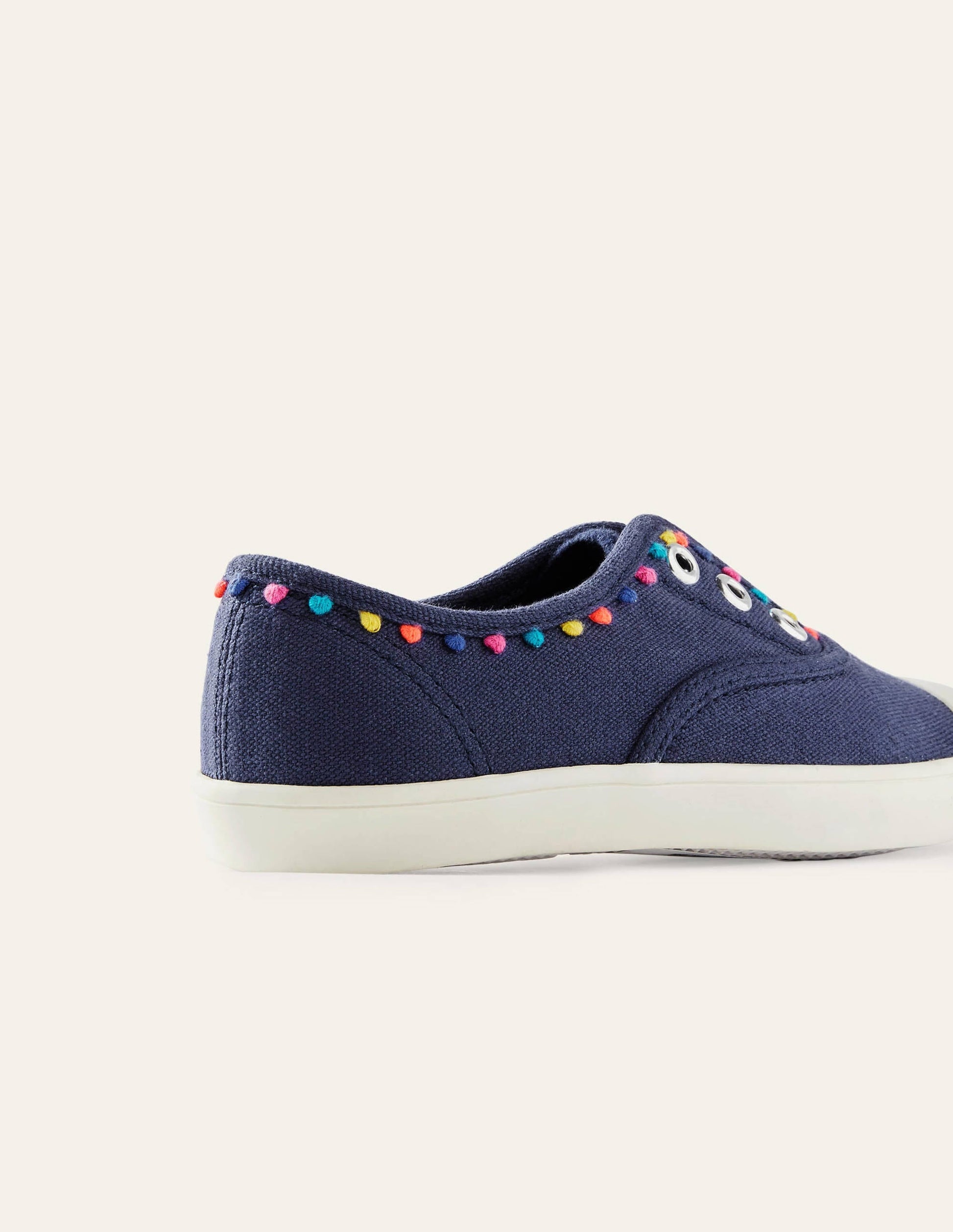 Laceless Canvas Plimsolls-College Navy-3