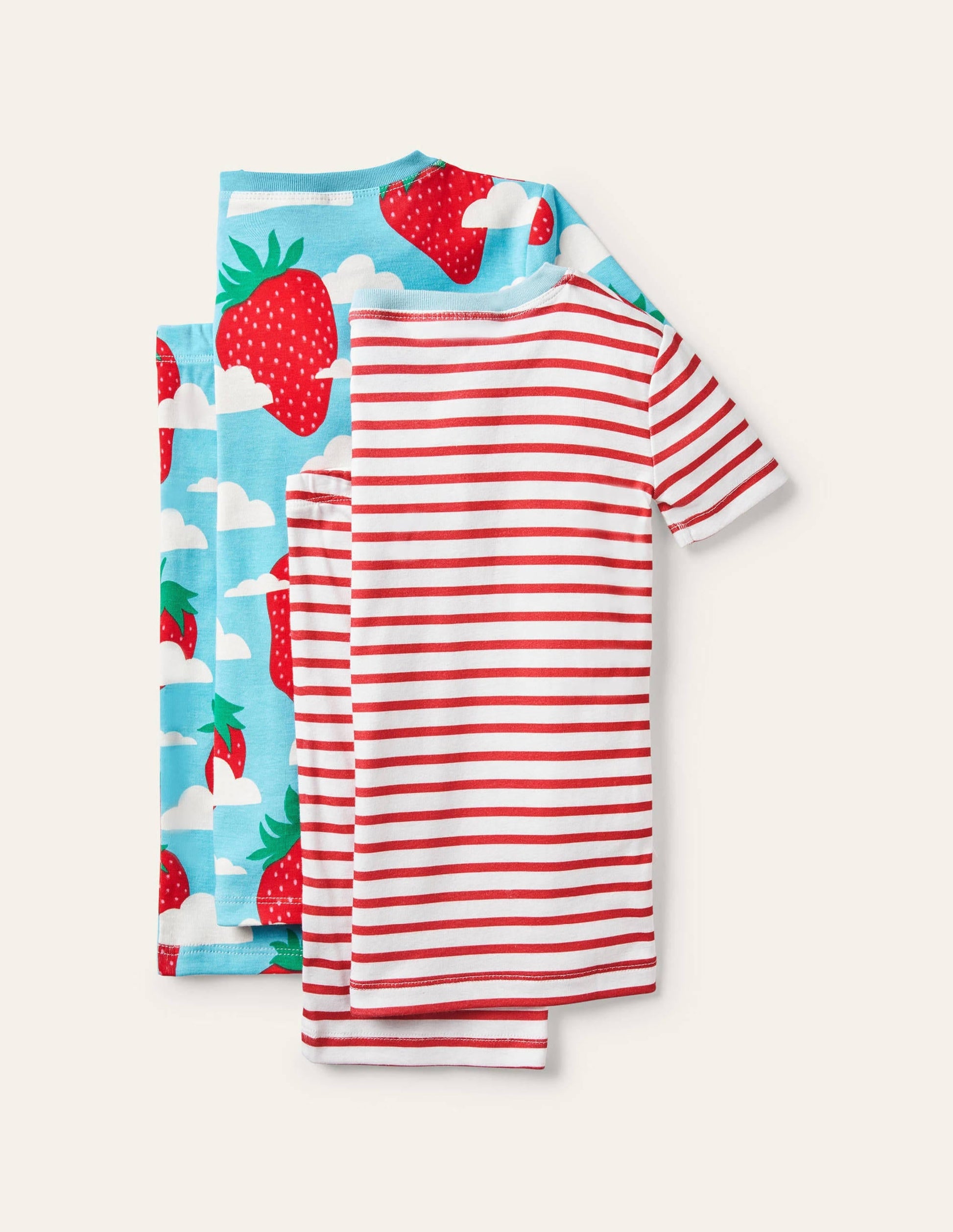 Twin Pack Snug Short Pyjamas-Aqua Blue Strawberry Sky-2