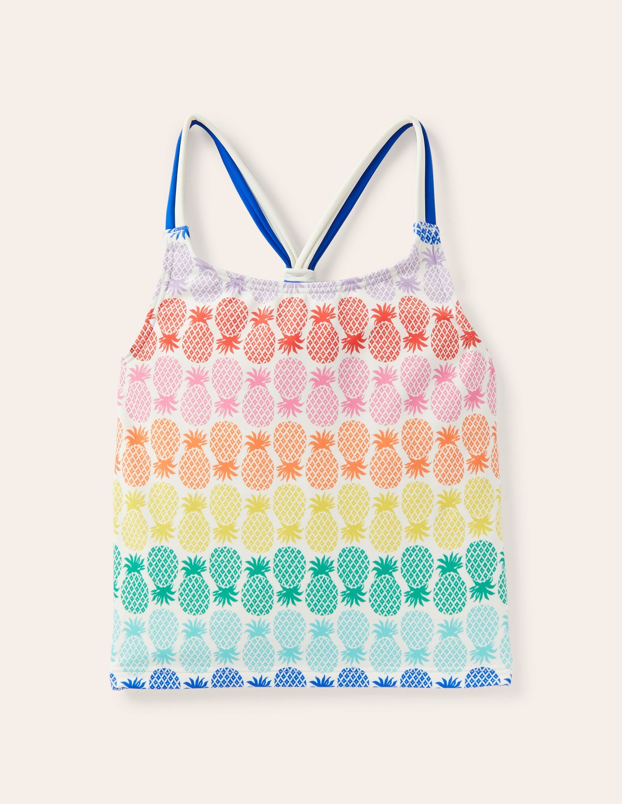 Patterned Tankini Top-Multi Rainbow Pineapple Geo - Image 1