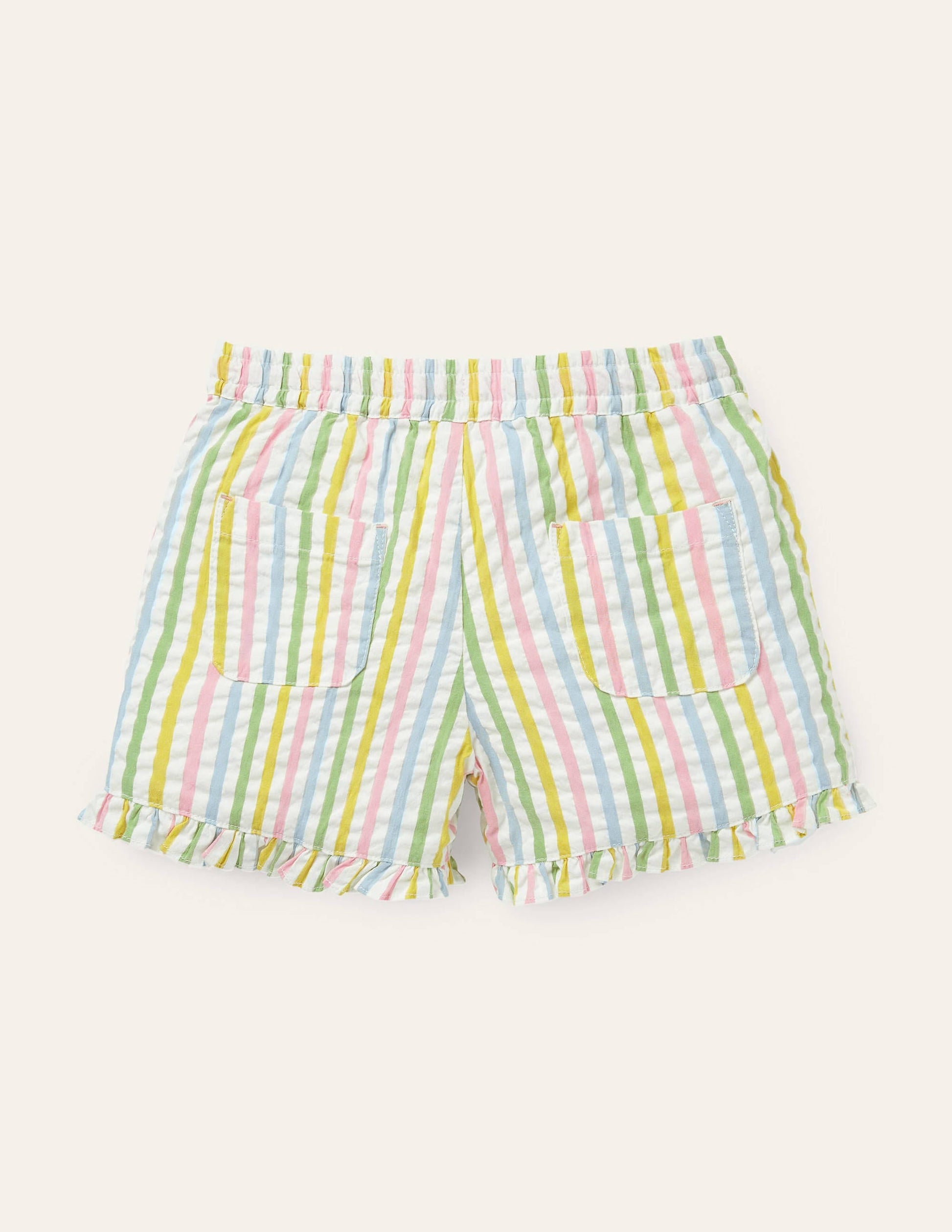 Frill Hem Shorts-Multi Ticking Stripe-2