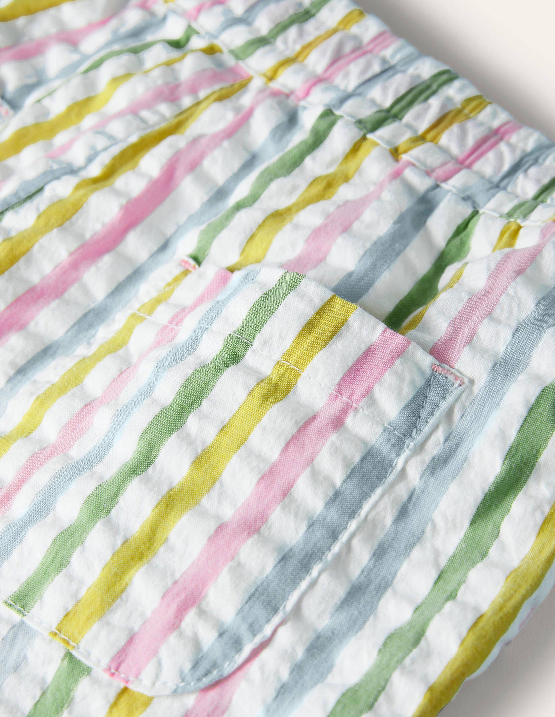 Frill Hem Shorts-Multi Ticking Stripe-3