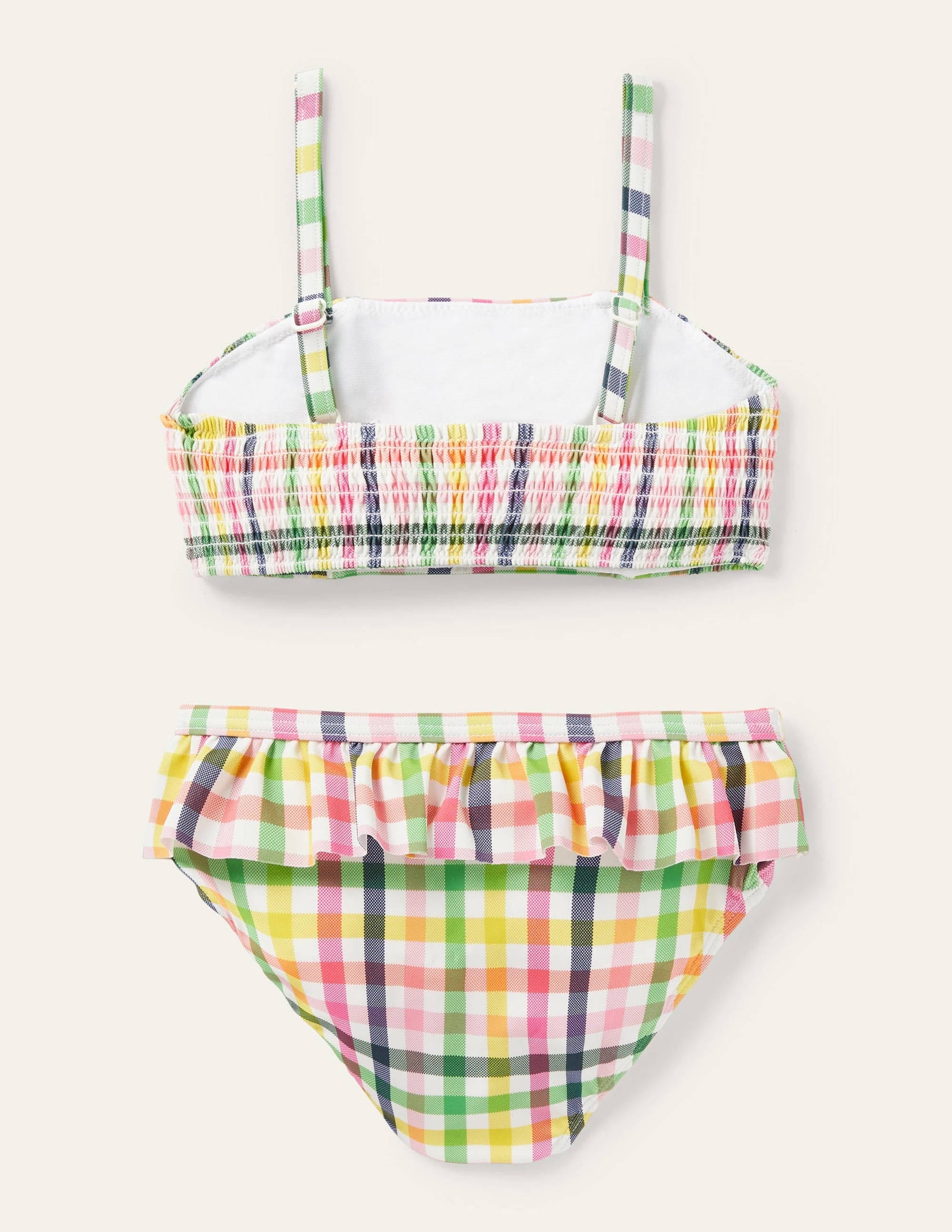 Nostalgic Smocked Bikini-Multi Rainbow Gingham-2
