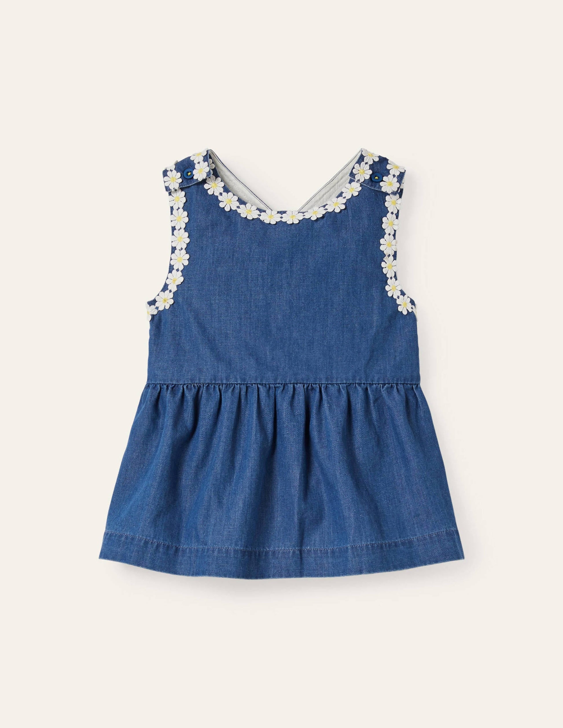 Cross-back Woven Top-Chambray Daisy Chain-1