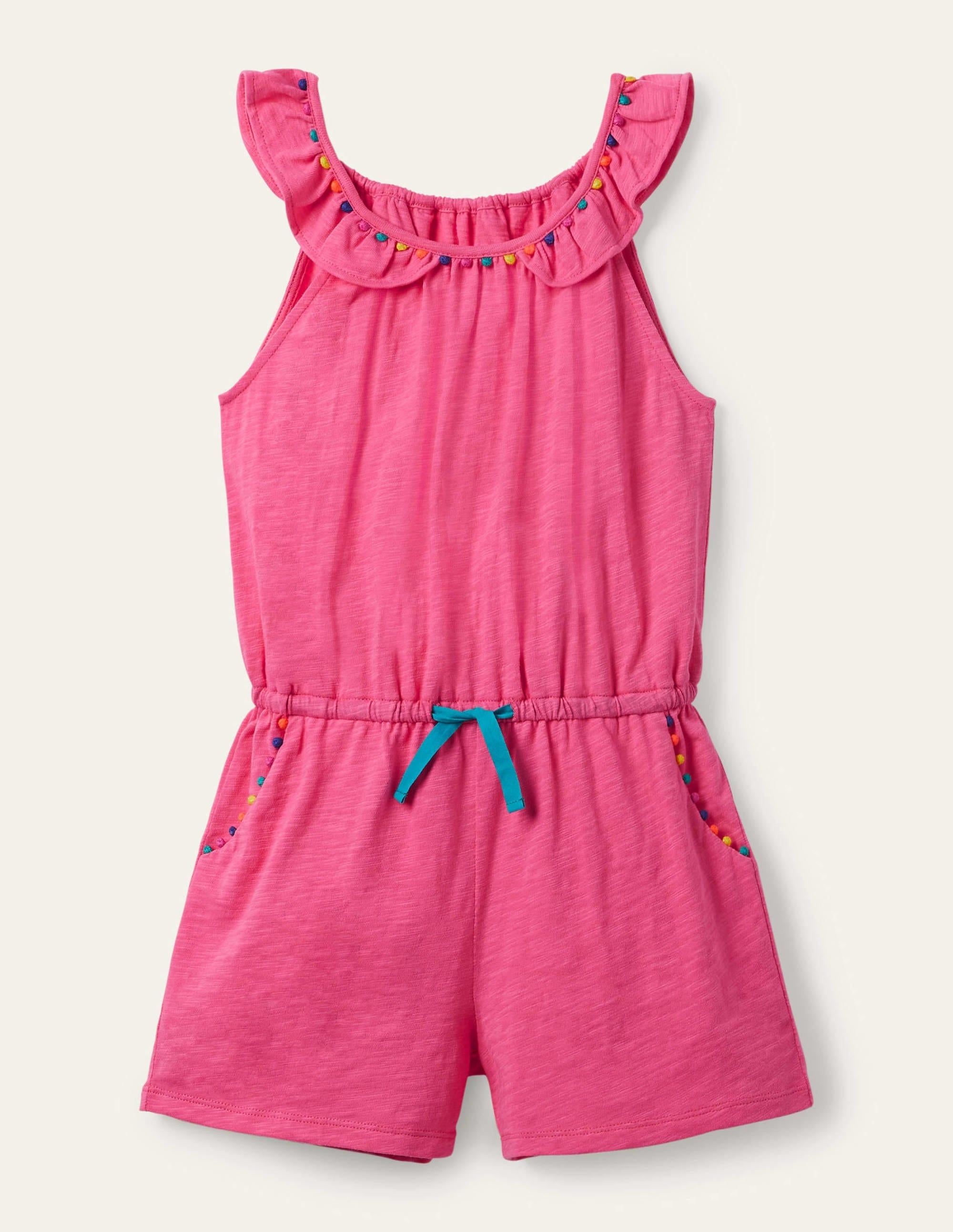 Charlie Pom Jersey Playsuit-Bright Camellia - Image 1