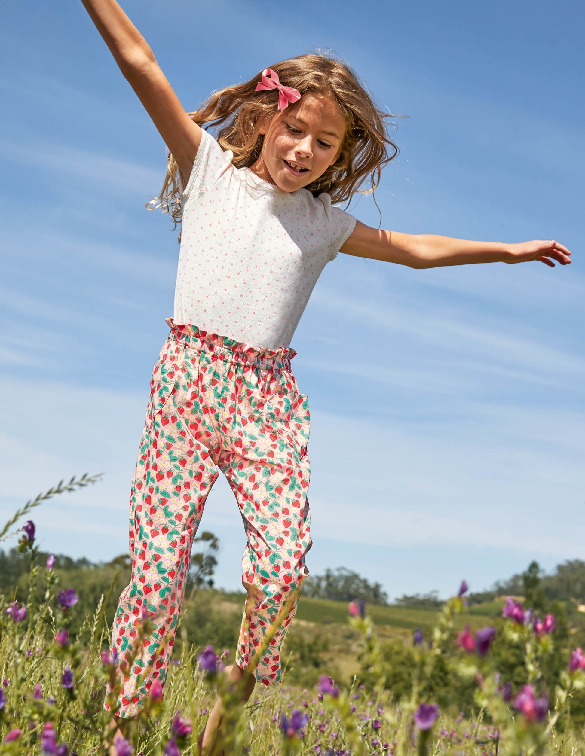 Lightweight Printed Trouser-Boto Pink Strawberry Ditsy-4