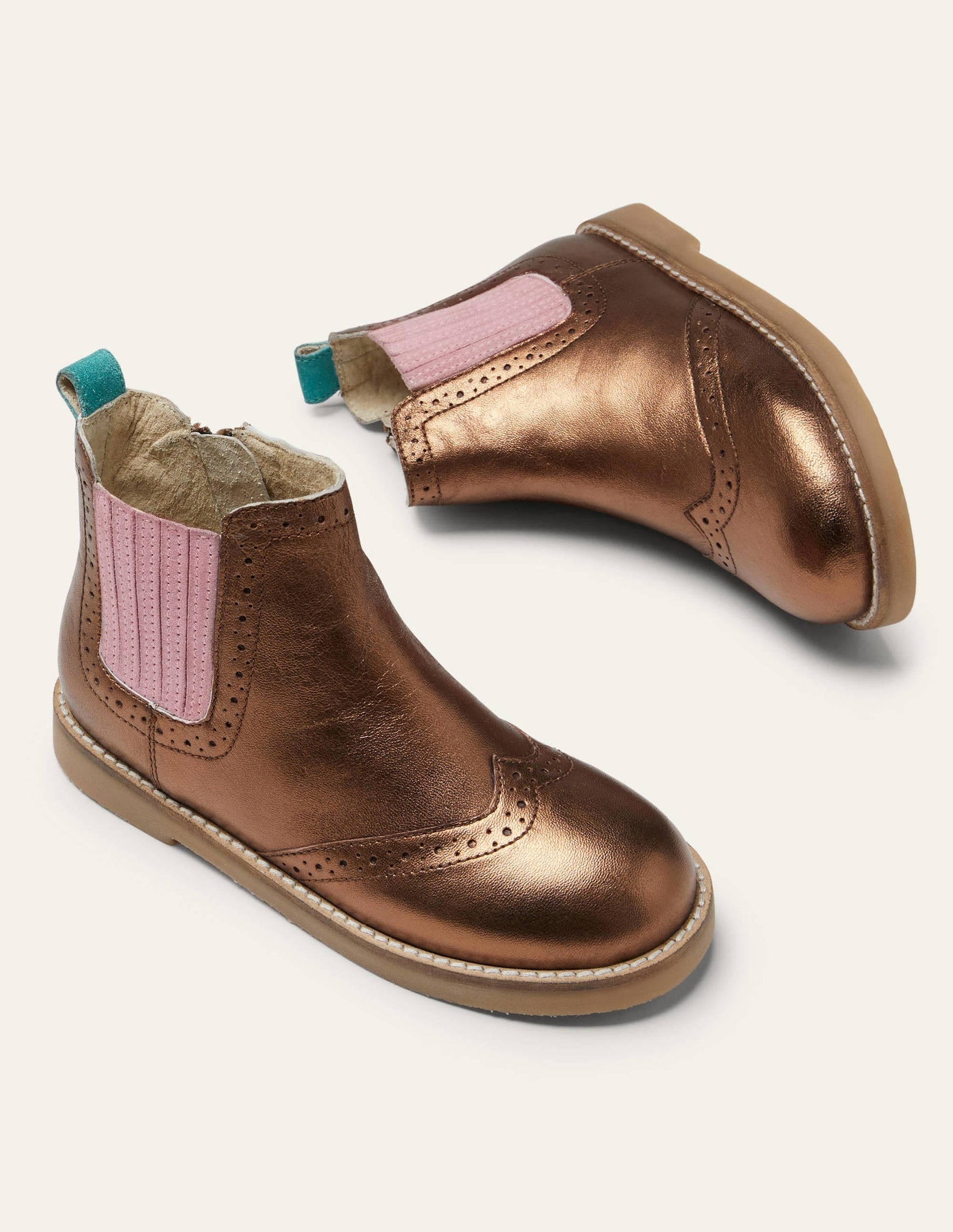 Leather Chelsea Boots-Bronze Metallic-1