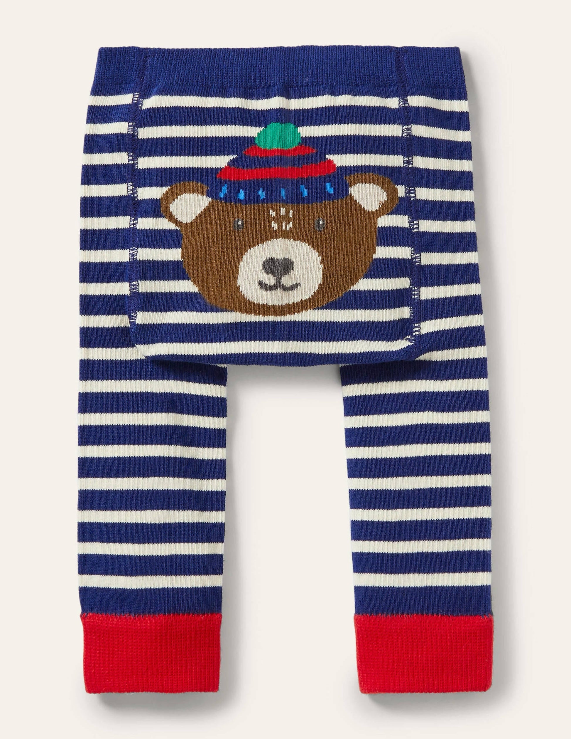 Knitted Leggings-College Navy Bear-1