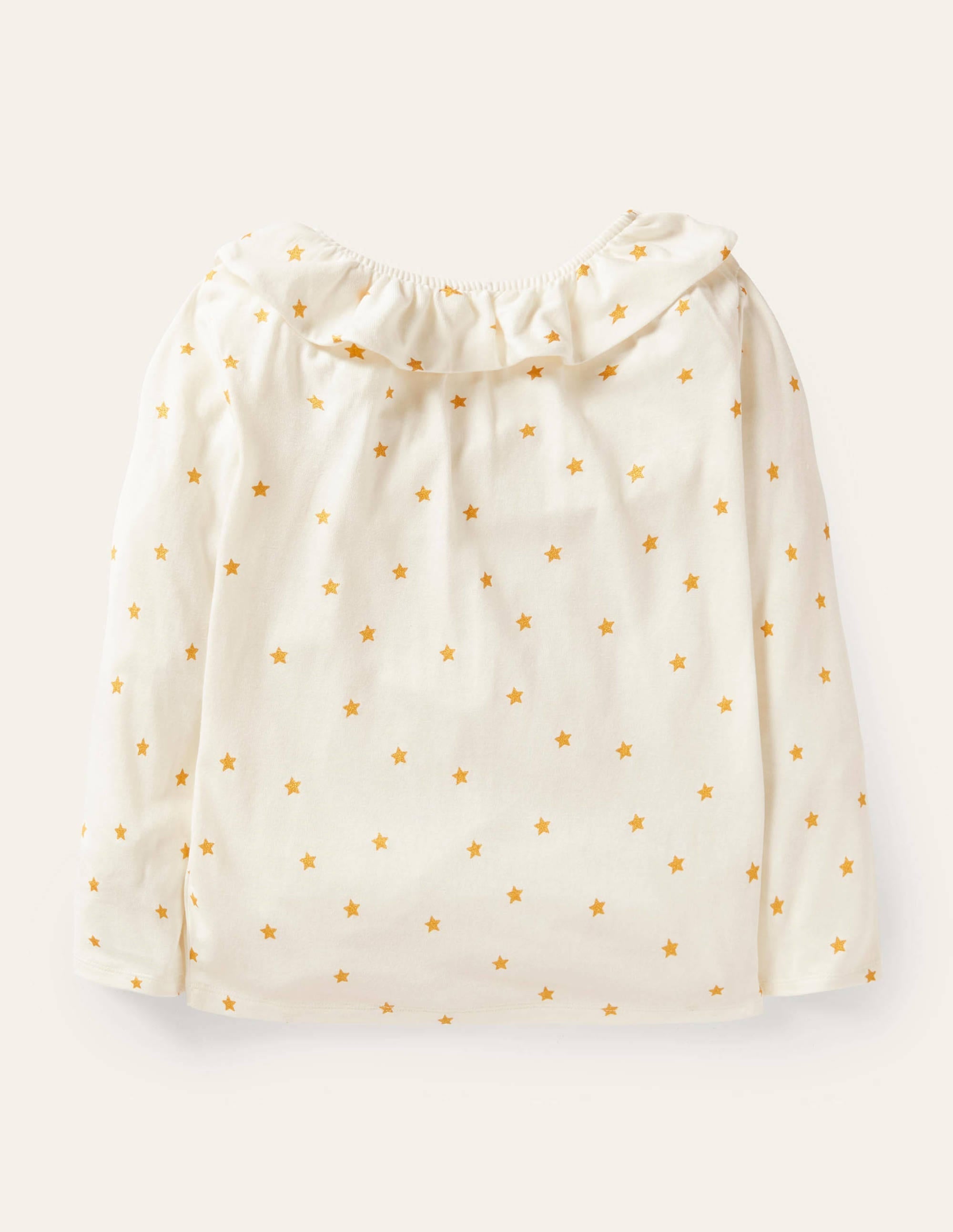 Ruffle Neck Jersey Top-Ivory Gold Stars - Image 2