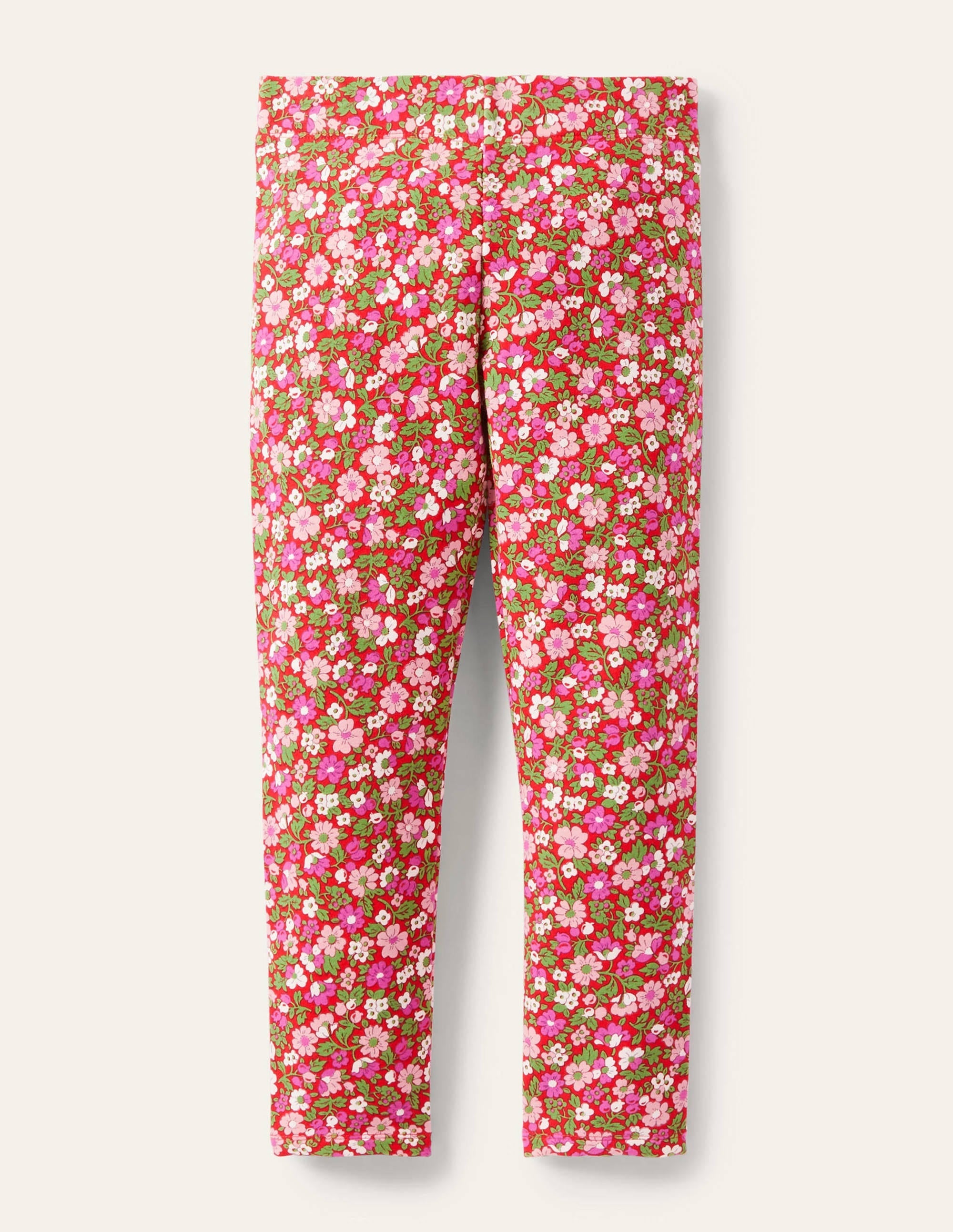 Fun Cosy Leggings-Rockabilly Red Vintage Floral - Image 1