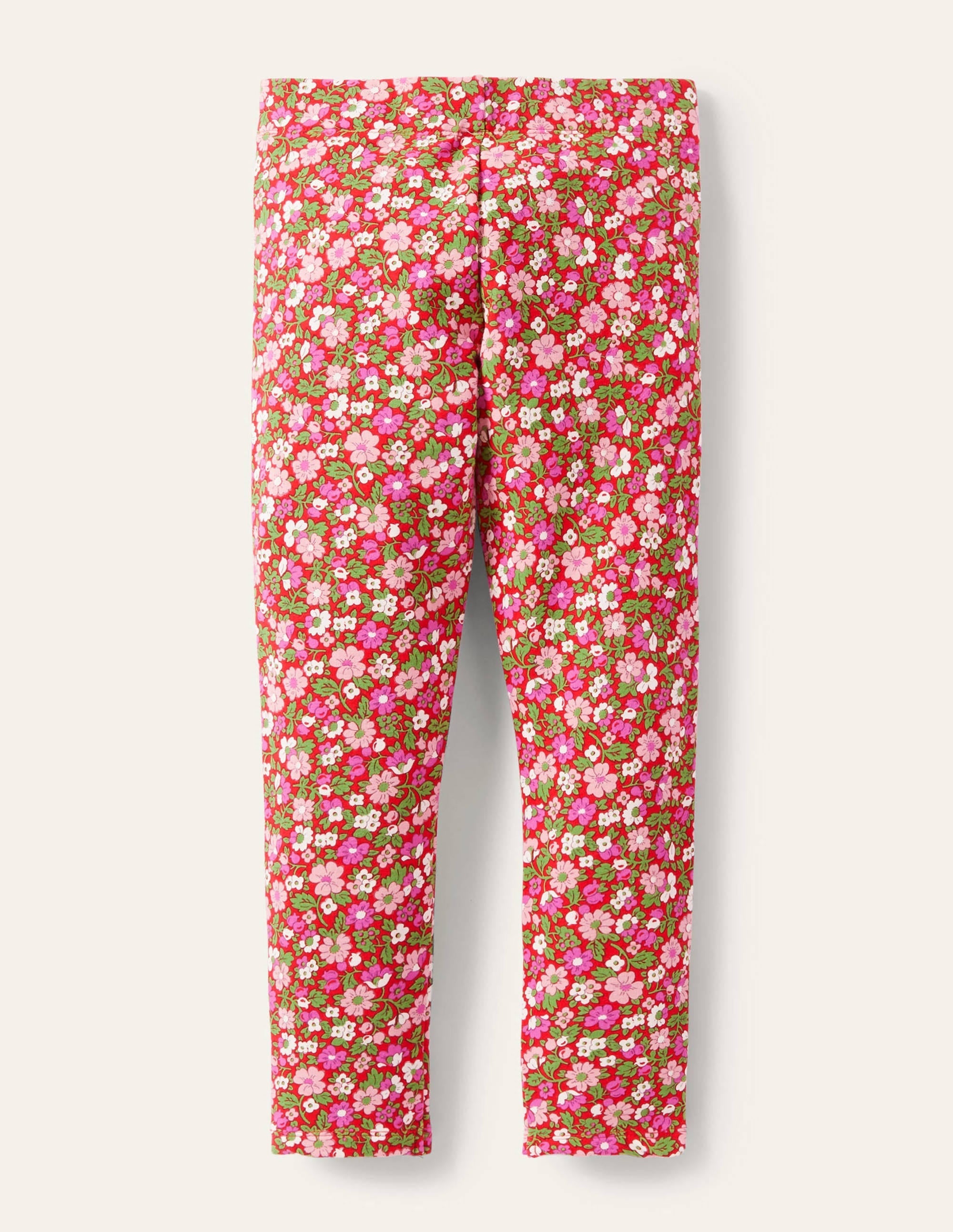 Fun Cosy Leggings-Rockabilly Red Vintage Floral - Image 2
