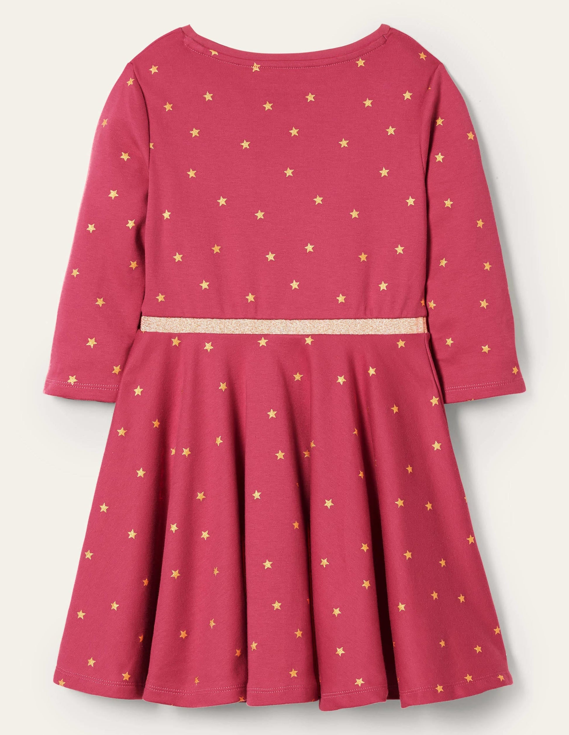Foil Star Twirly Dress-Pink and Gold Foil Stars-2