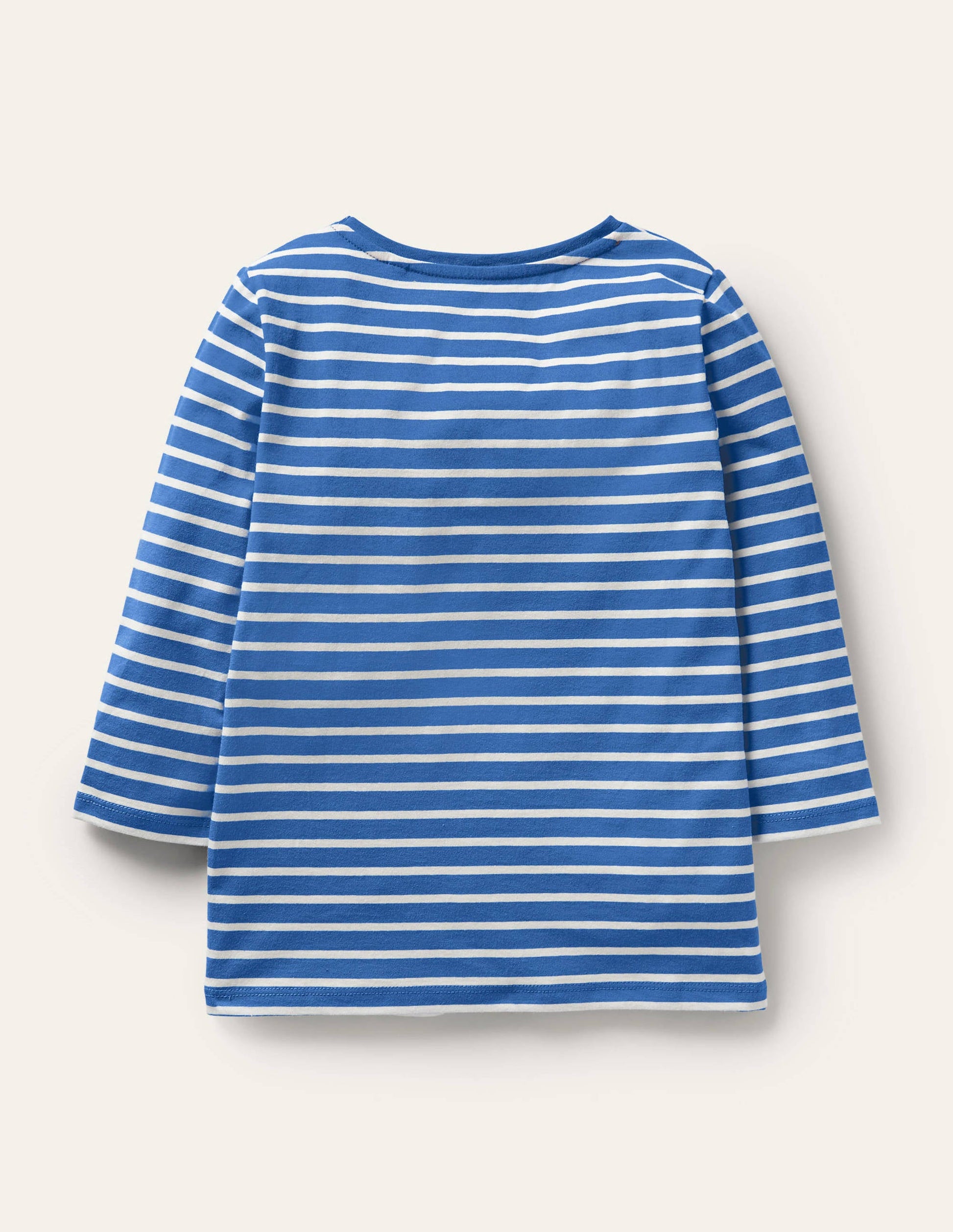 Embroidered Stripy T-shirt-Elizabethan Blue/Ivory Mouse-2