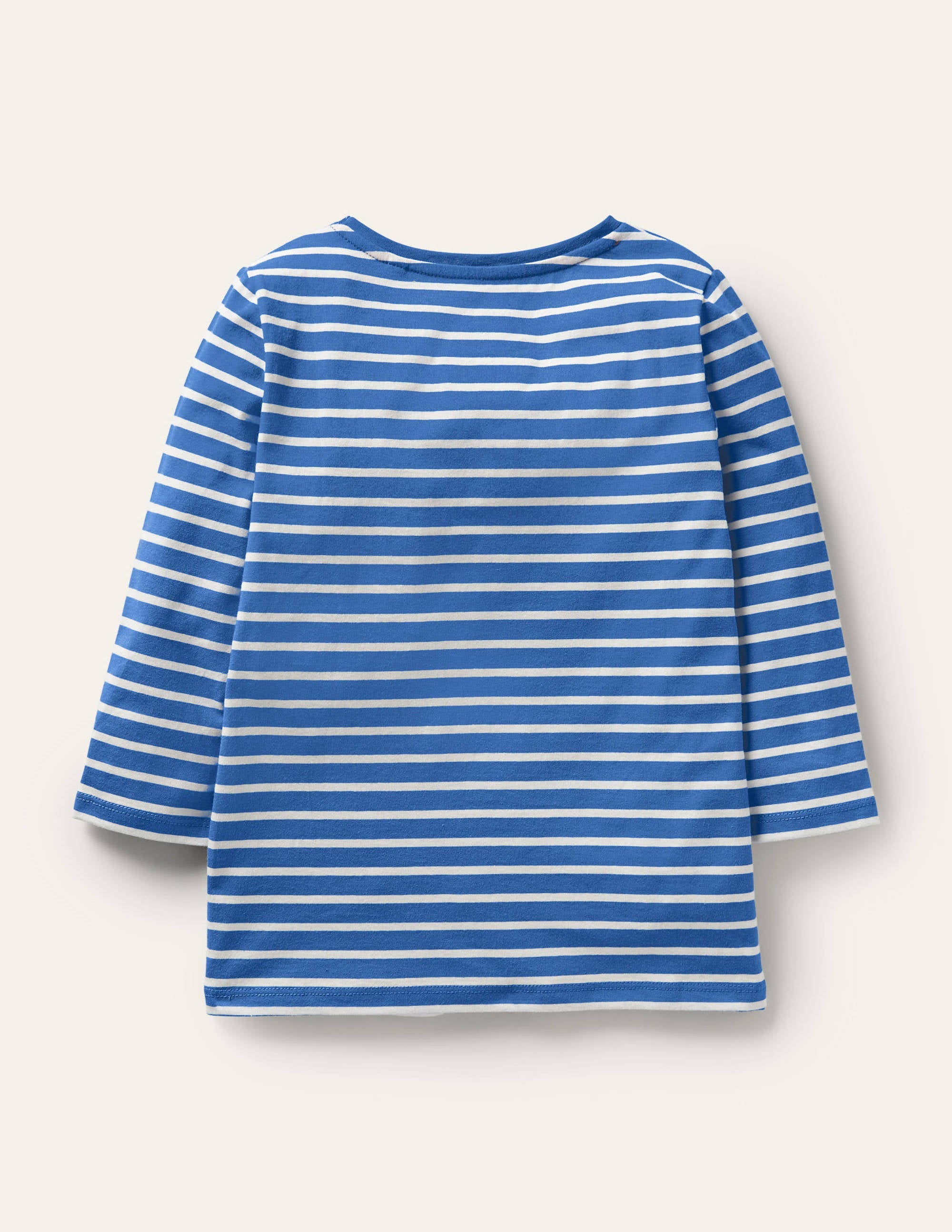 Embroidered Stripy T-shirt-Elizabethan Blue/Ivory Mouse - Image 2