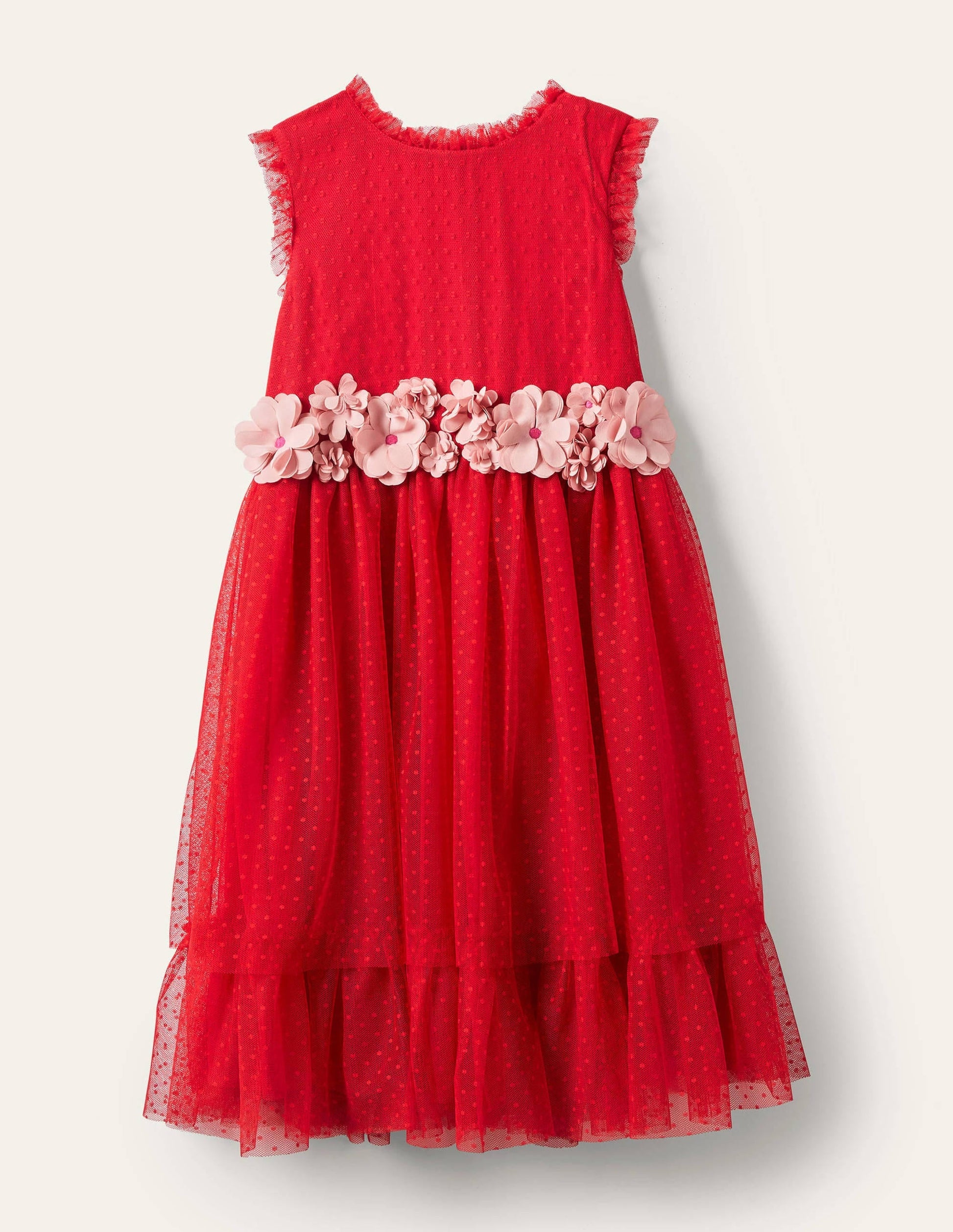 Floral Corsage Dress-Rockabilly Red-1
